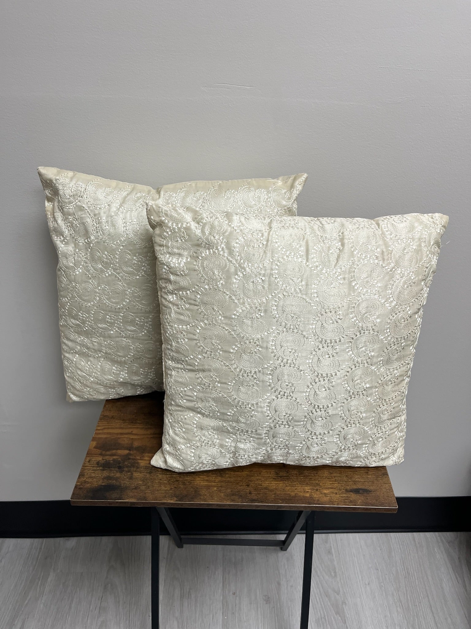 Two Piece Decorative Cream White Pillows