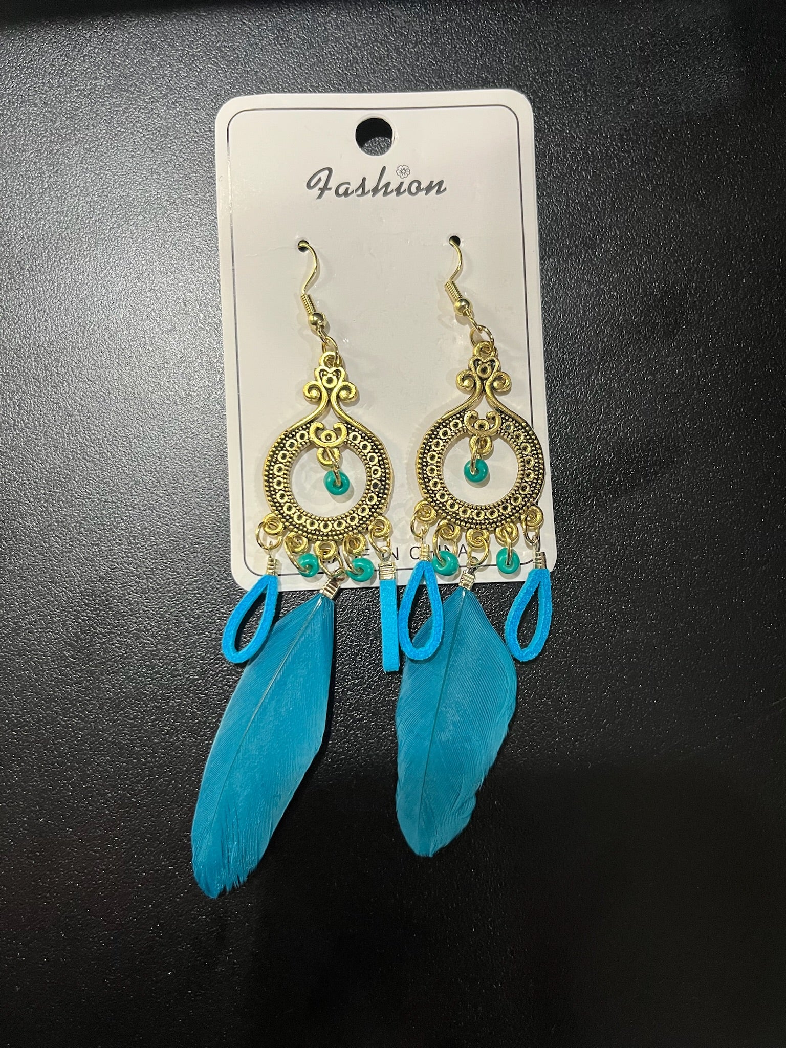 New Blue Feather Earring Set