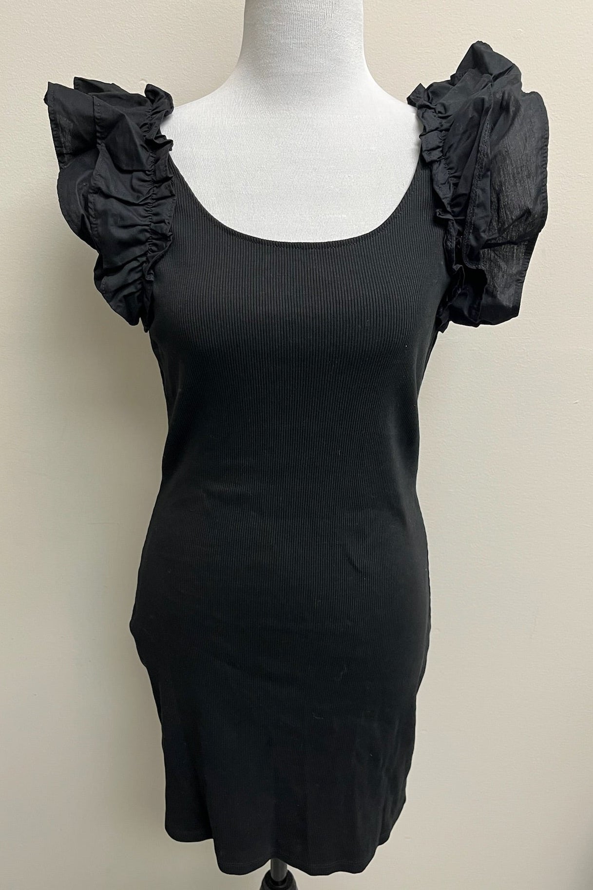New Women’s Black Dress With Ruffle Straps
