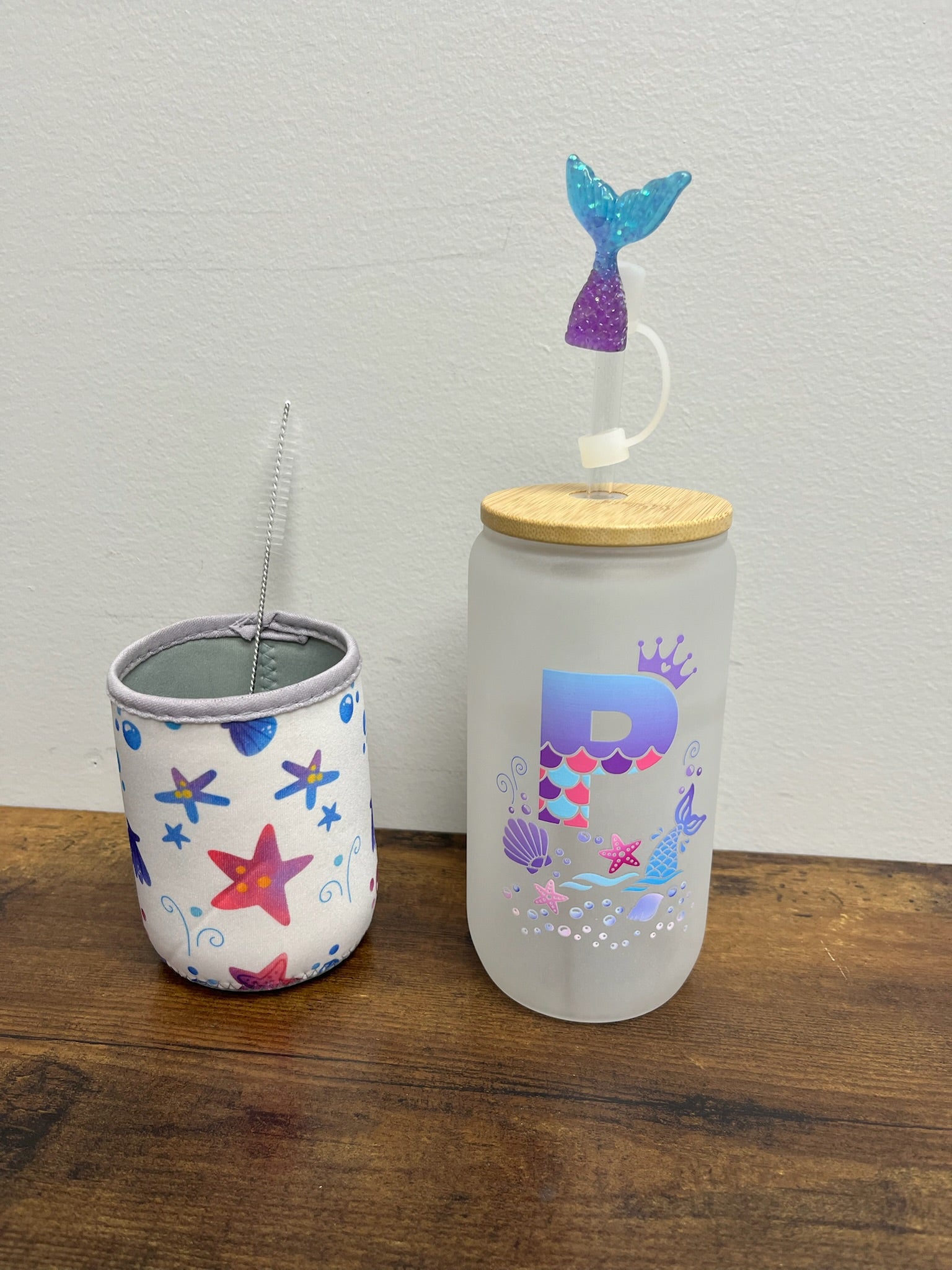 New 6 Piece Mermaid Letter P Cup Set