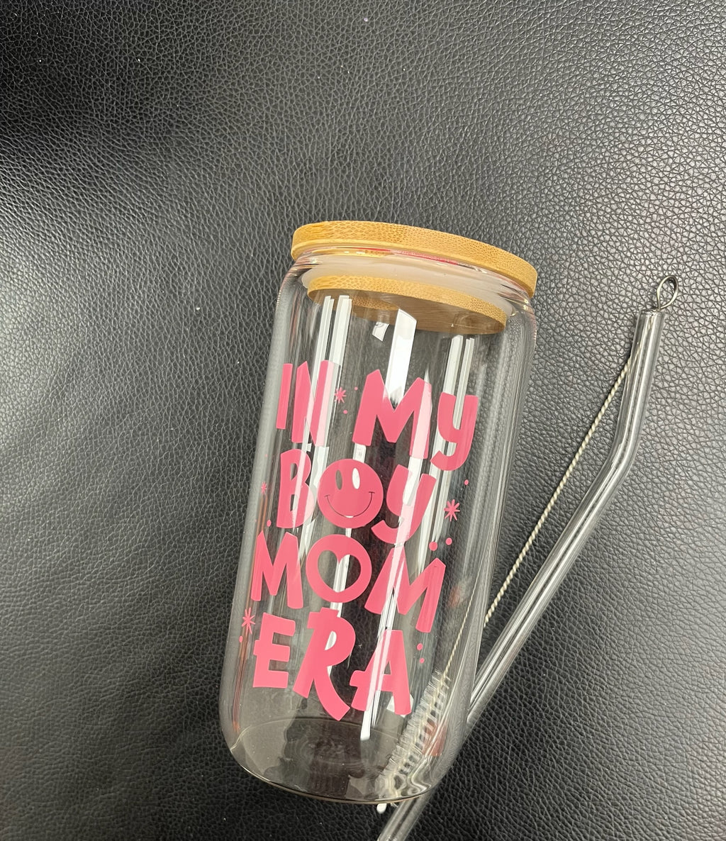 4 Piece In My Boy Mom Era Glass Cup Set