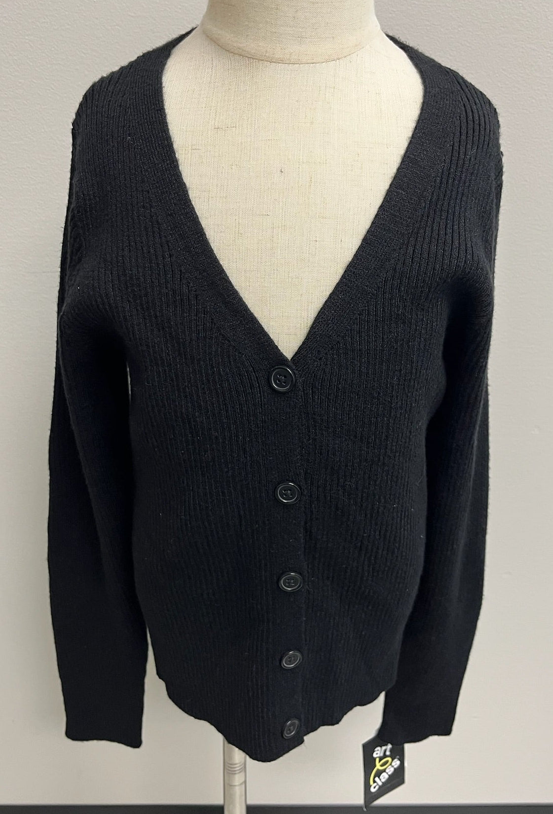 Girls Black Button Up Sweater
