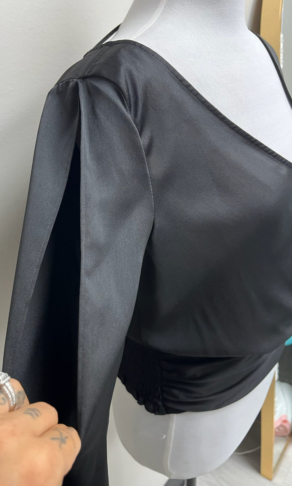 Used Women’s Black Peek A Boo Arms Shirt
