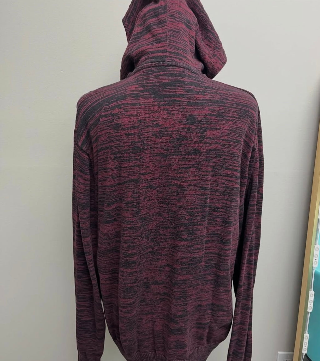 Unisex Burgundy Zip Up Hooded Sweater