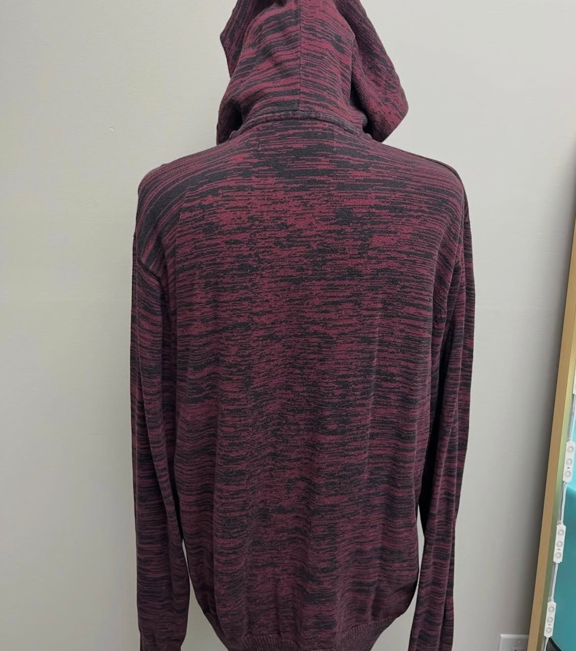Unisex Burgundy Zip Up Hooded Sweater