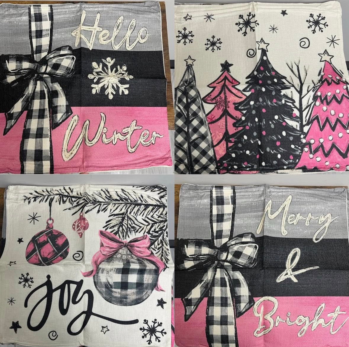 New 4 Piece Christmas Throw Pillow Cases