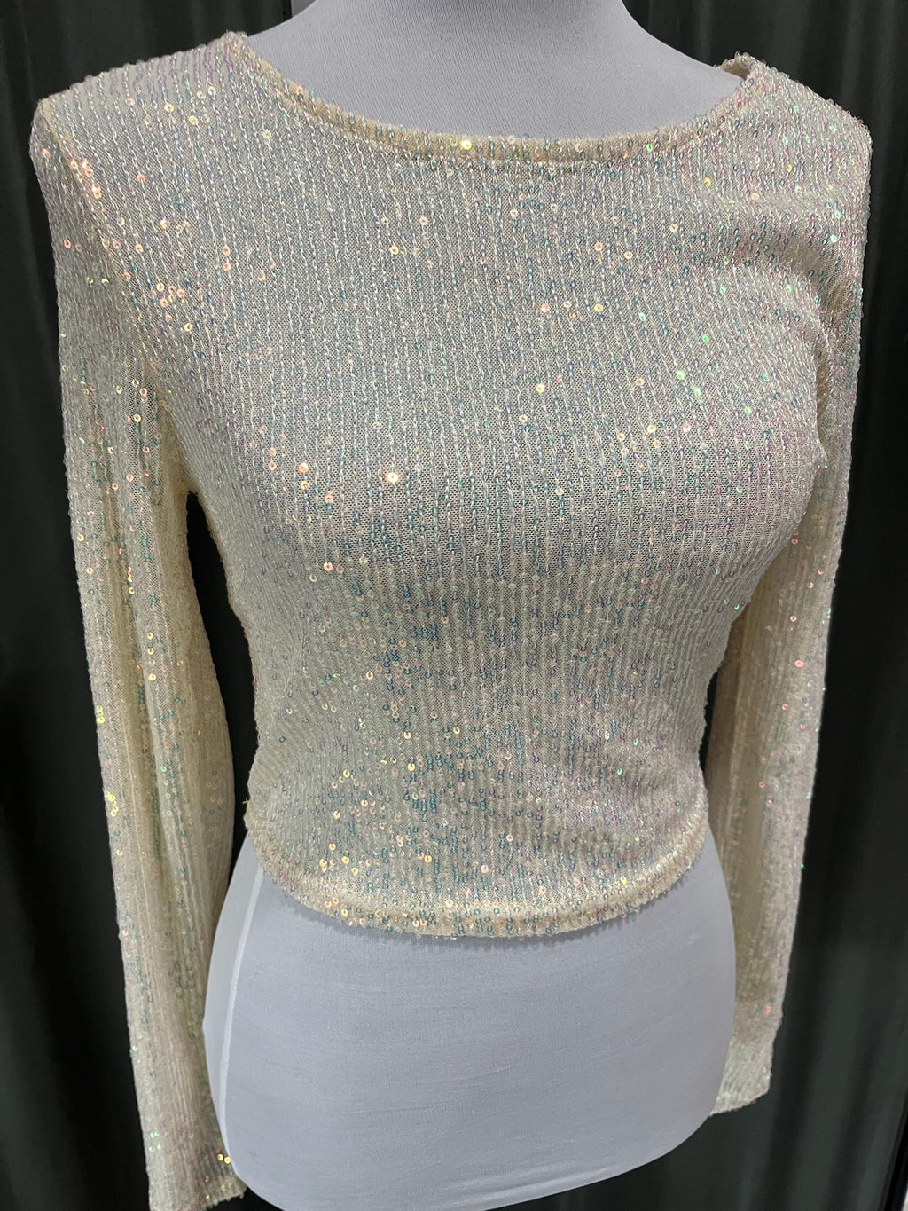 Women’s Beige Sequin Long Sleeve image 2