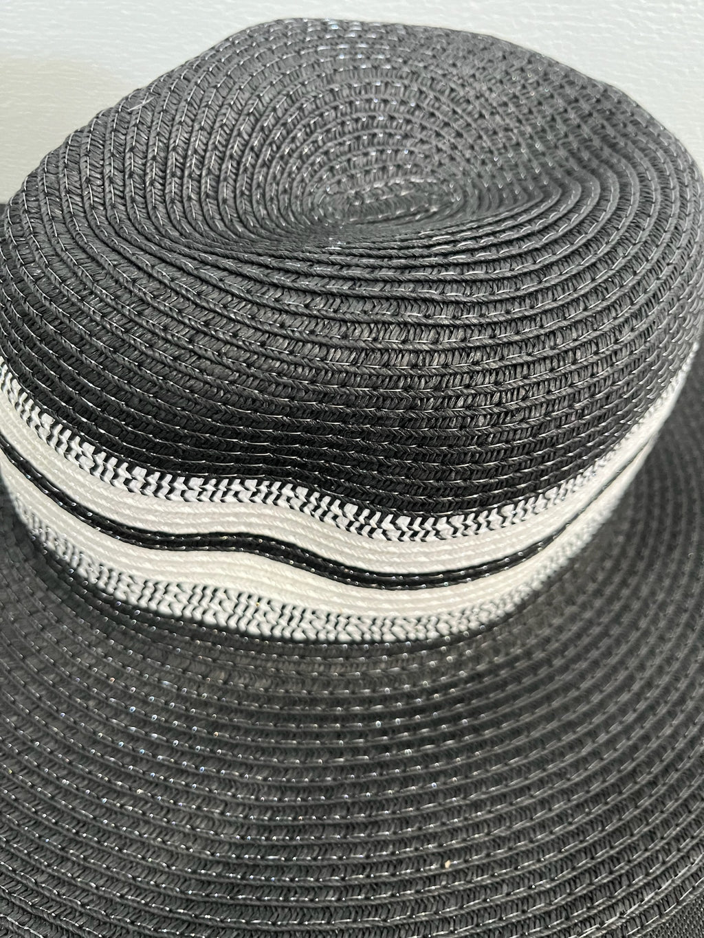 Black & White Striped Woven Hat image 3