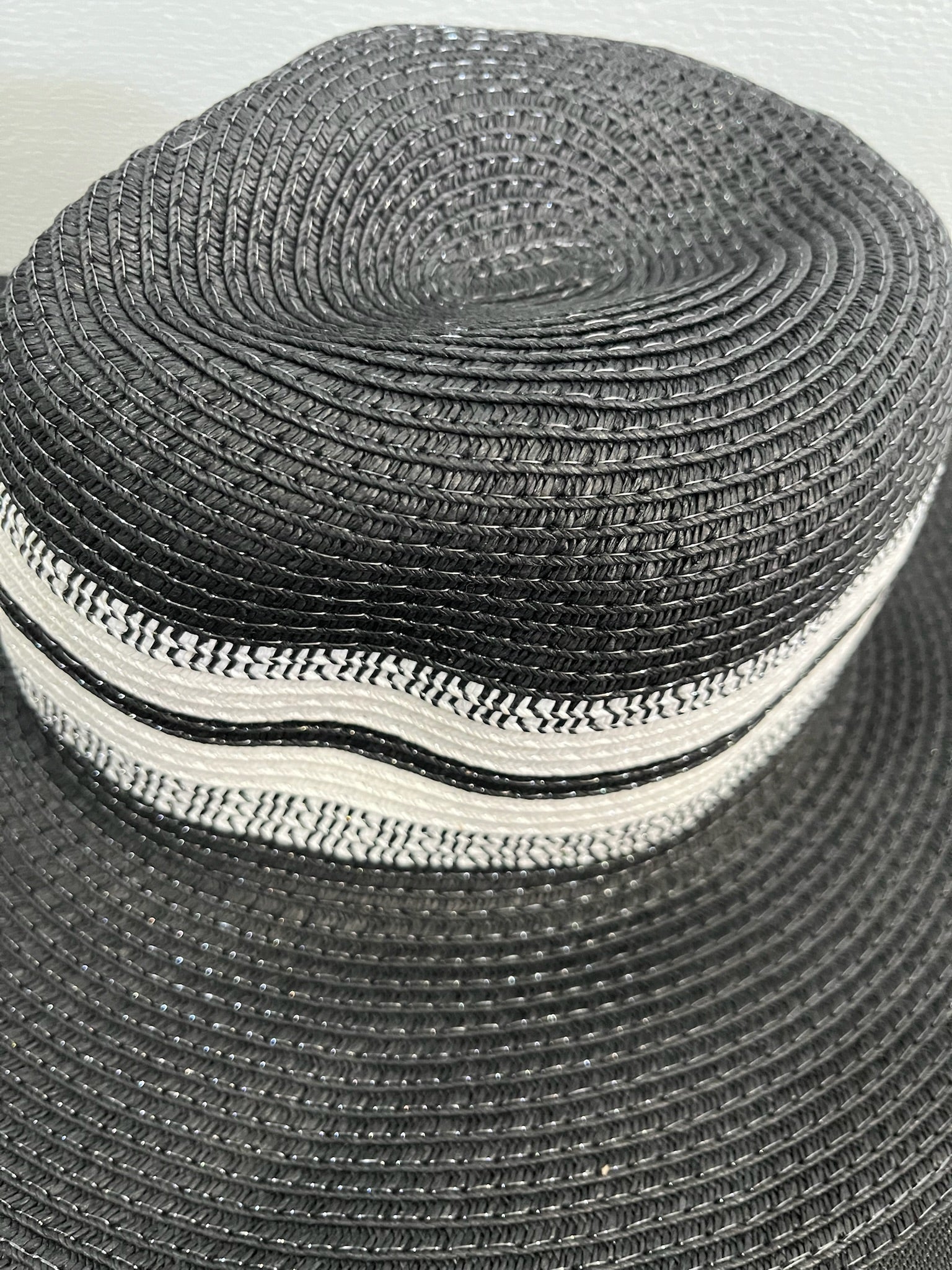 Black & White Striped Woven Hat image 3