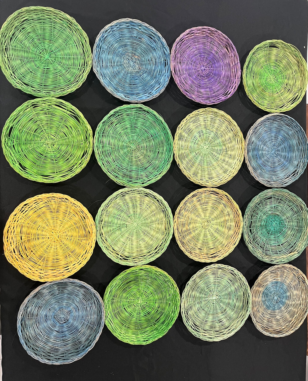 16 Piece Colorful Woven Basket Plates Set image 0