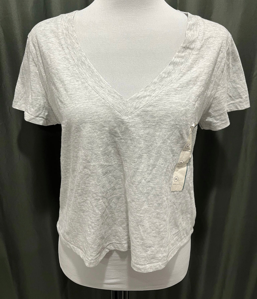 V Neck Grey Short Sleeve Shirt image 0