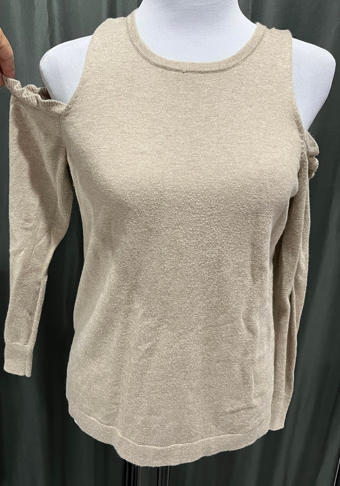 Beige Peek-A-Boo Long Sleeve Shirt image 2
