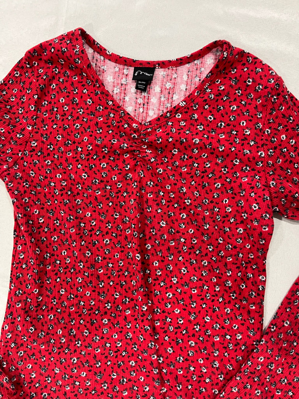 Red Floral Long Sleeve Shirt image 1