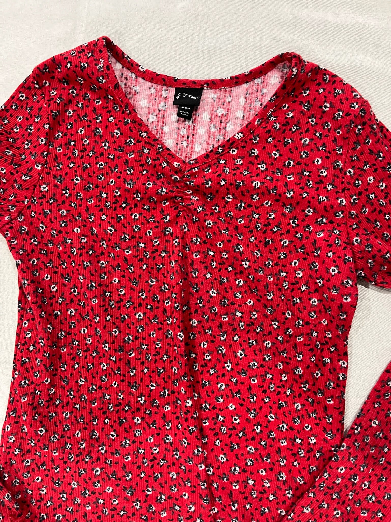 Red Floral Long Sleeve Shirt image 1