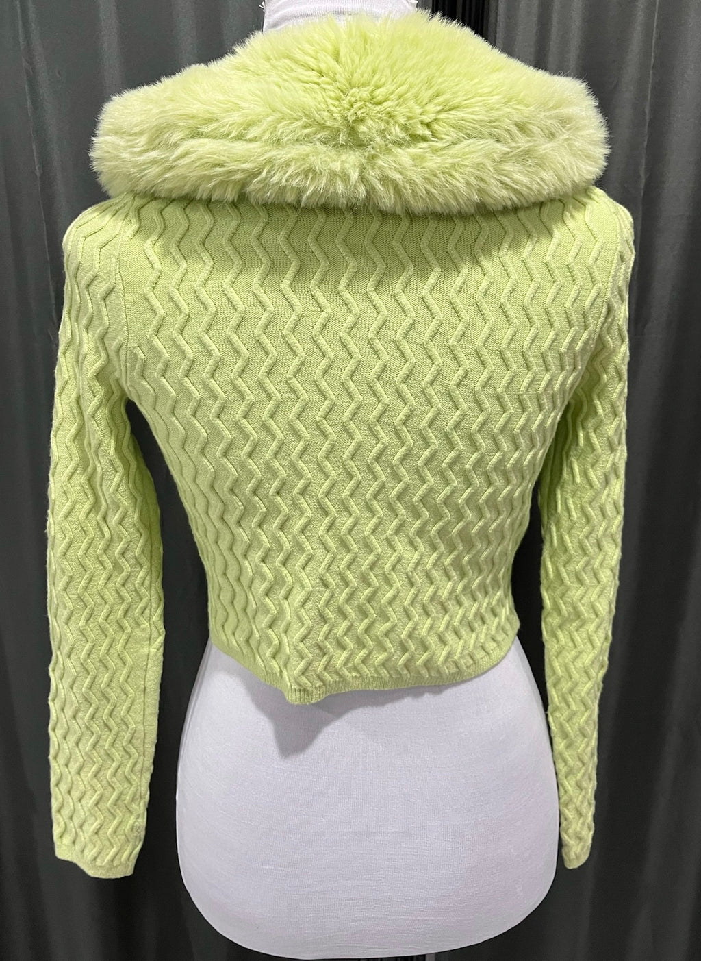 Green Knitted Sweater With Attached Scarf image 2