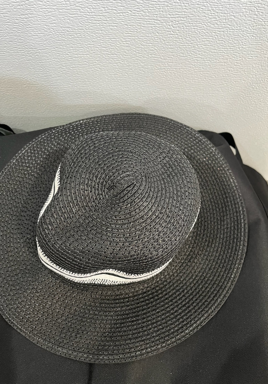 Black & White Striped Woven Hat image 1