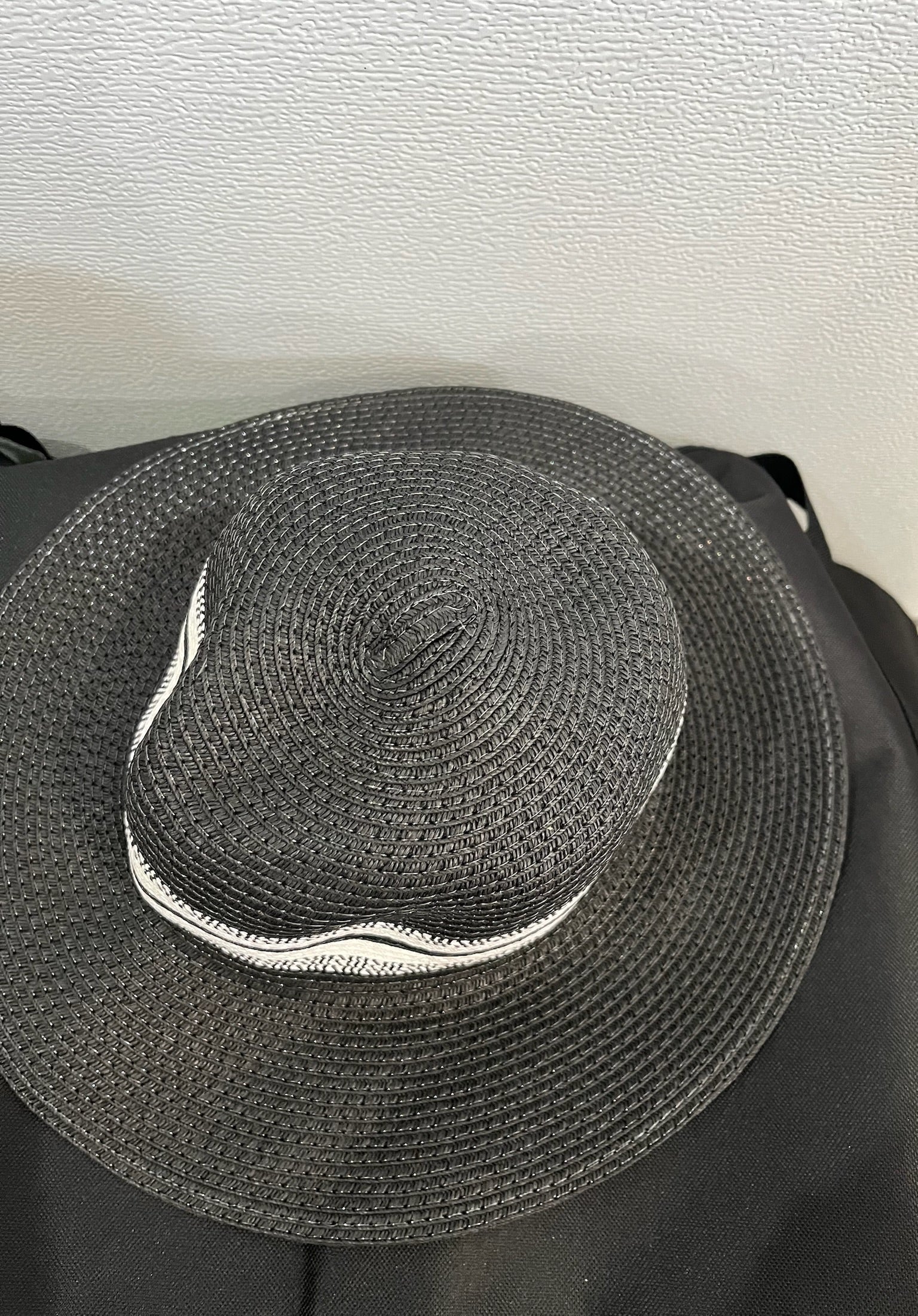 Black & White Striped Woven Hat image 1