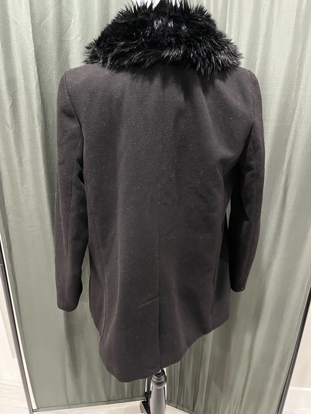 Black Suit Coat with Fur Collar image 1