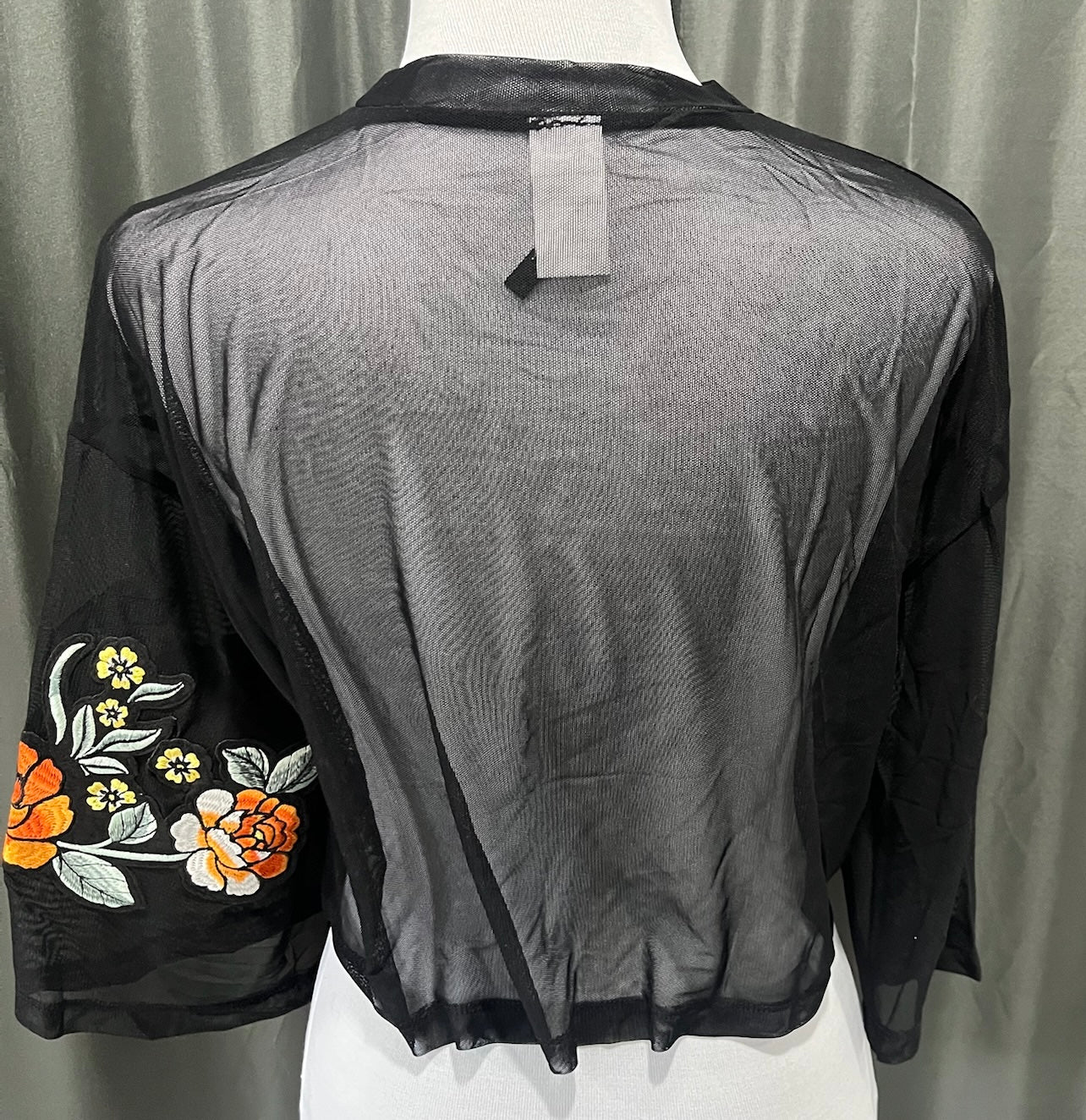 Women’s Black Mesh Floral Crop Top image 3