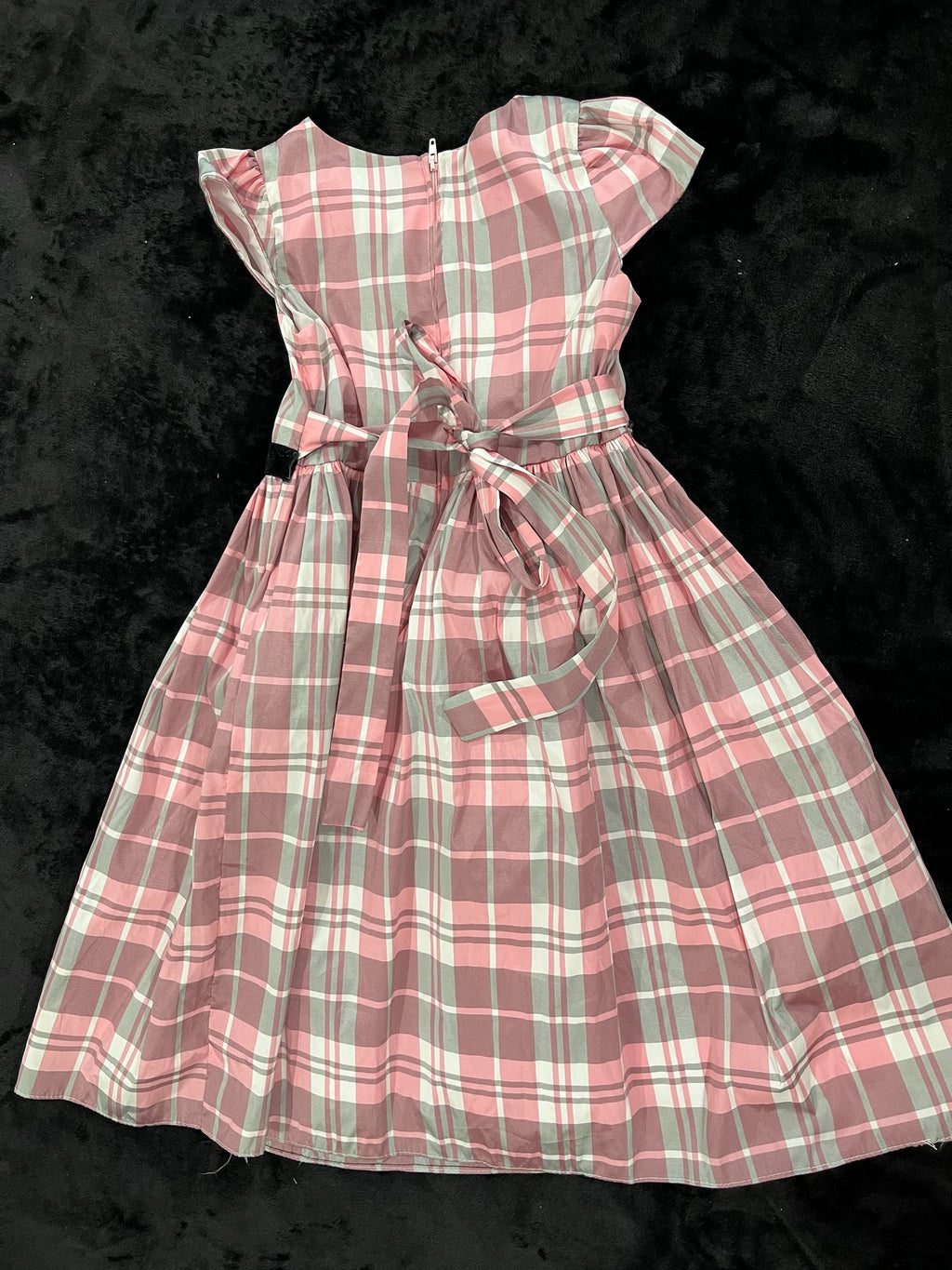 Girls Pink Checkered Dress image 3