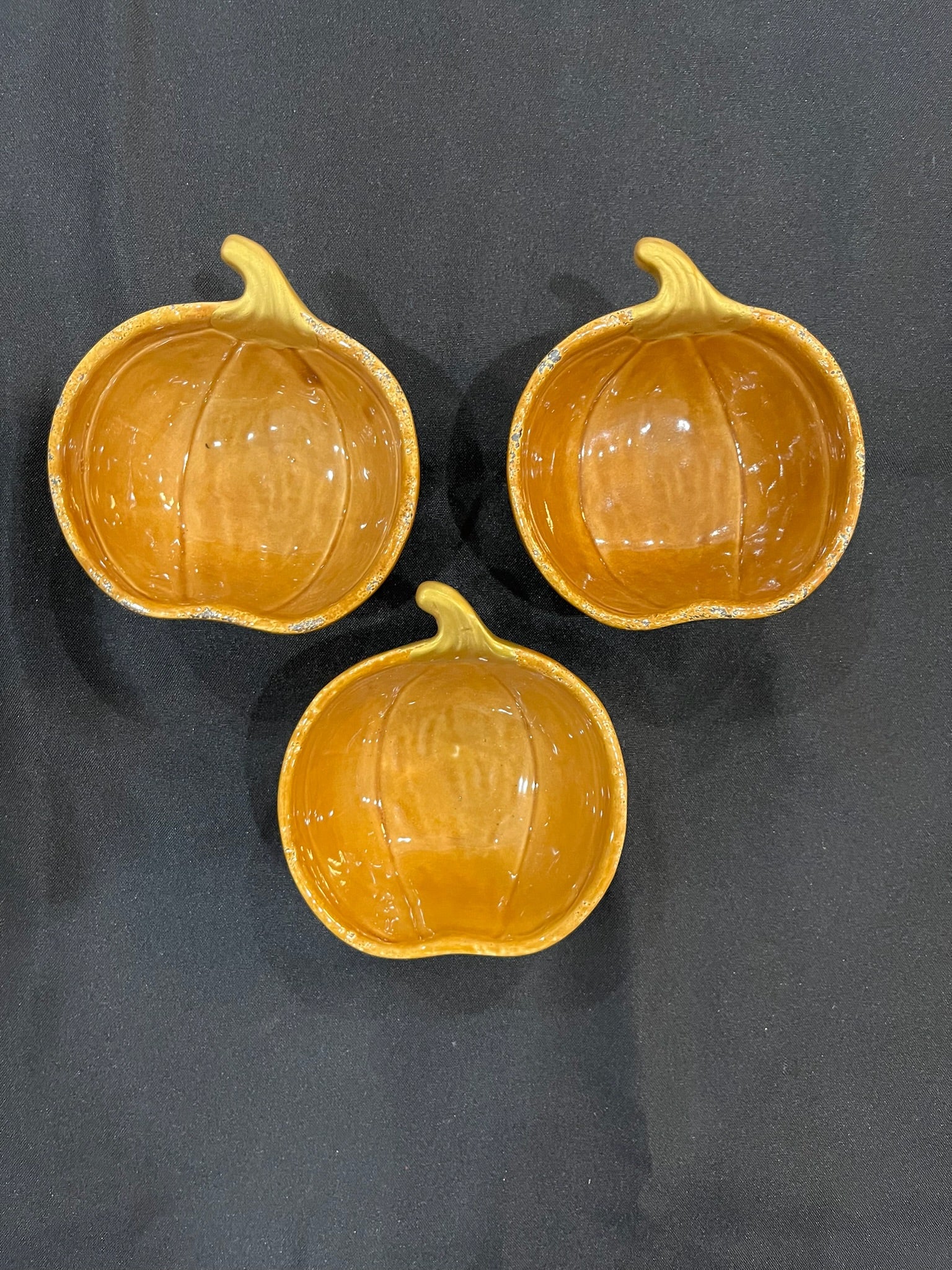 3 Piece Pumpkin Shaped Bowls Dishes image 0