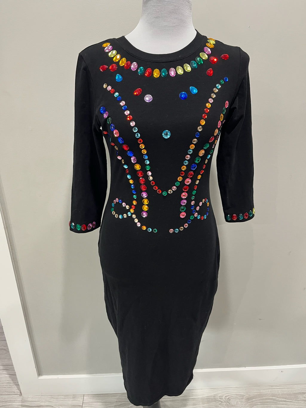 Women’s Black Dress With Colorful Gems image 0