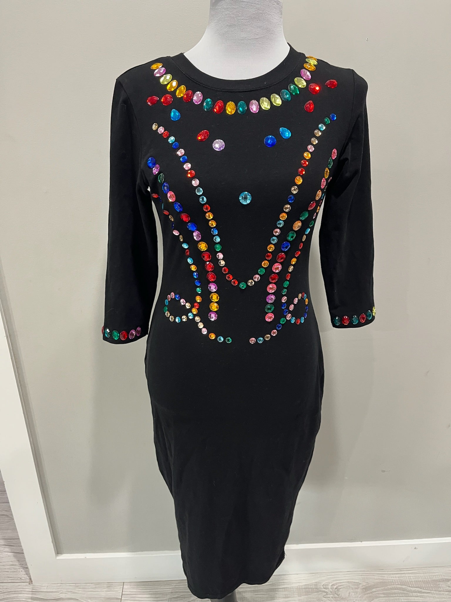 Women’s Black Dress With Colorful Gems image 0