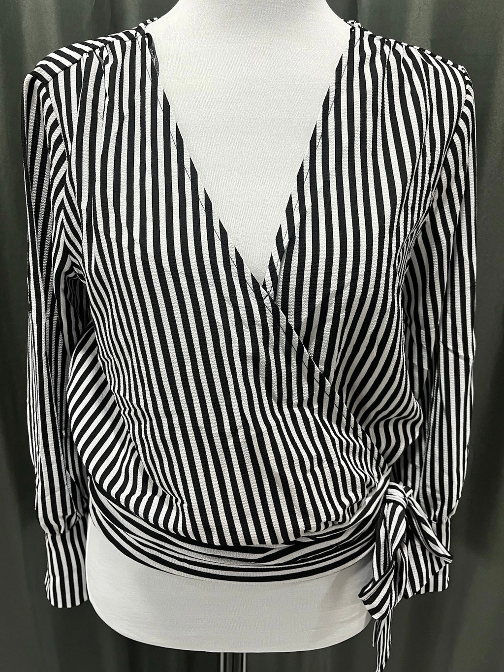Women’s Striped V Neck Long Sleeve Shirt image 0