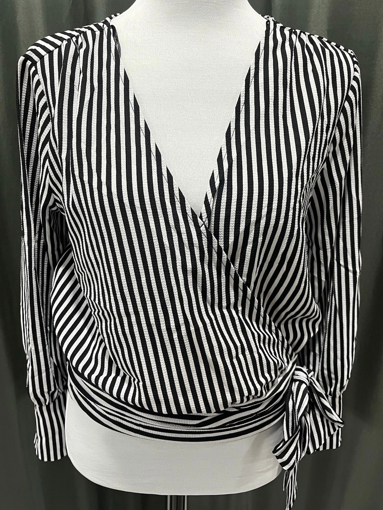 Women’s Striped V Neck Long Sleeve Shirt image 0