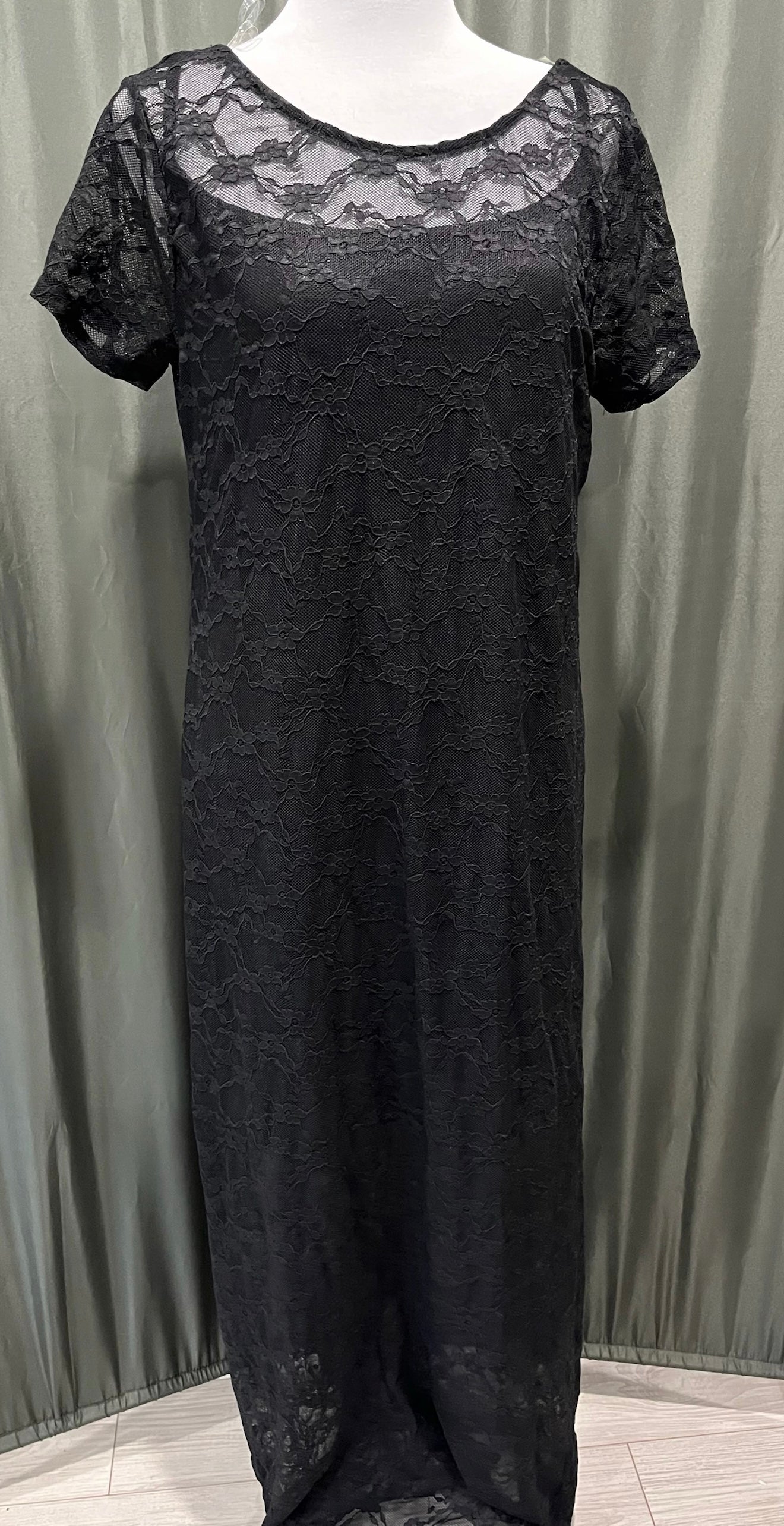 Black Lace Dress With Slip Dress image 0
