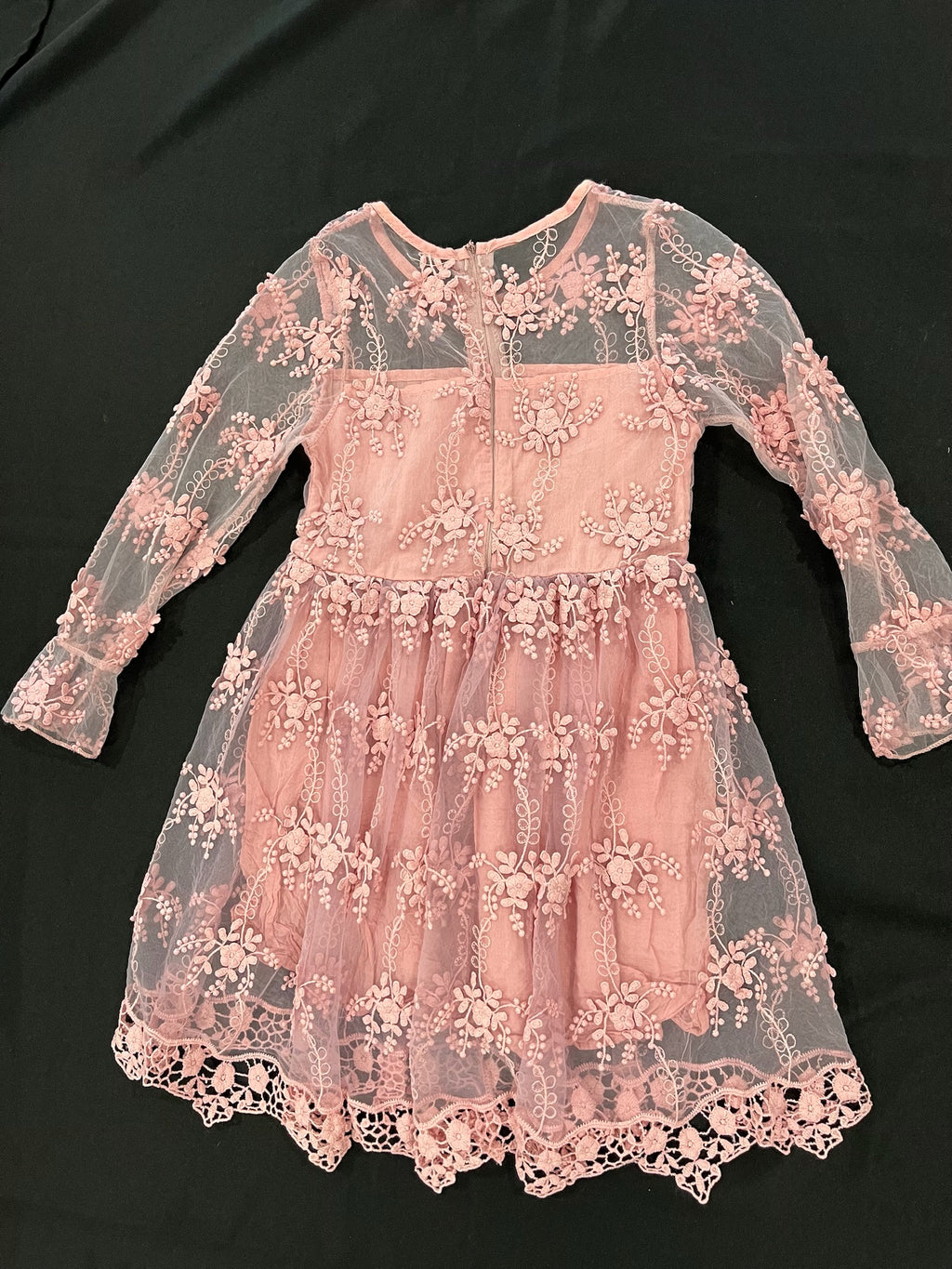 Girls Pink Lace Dress image 2