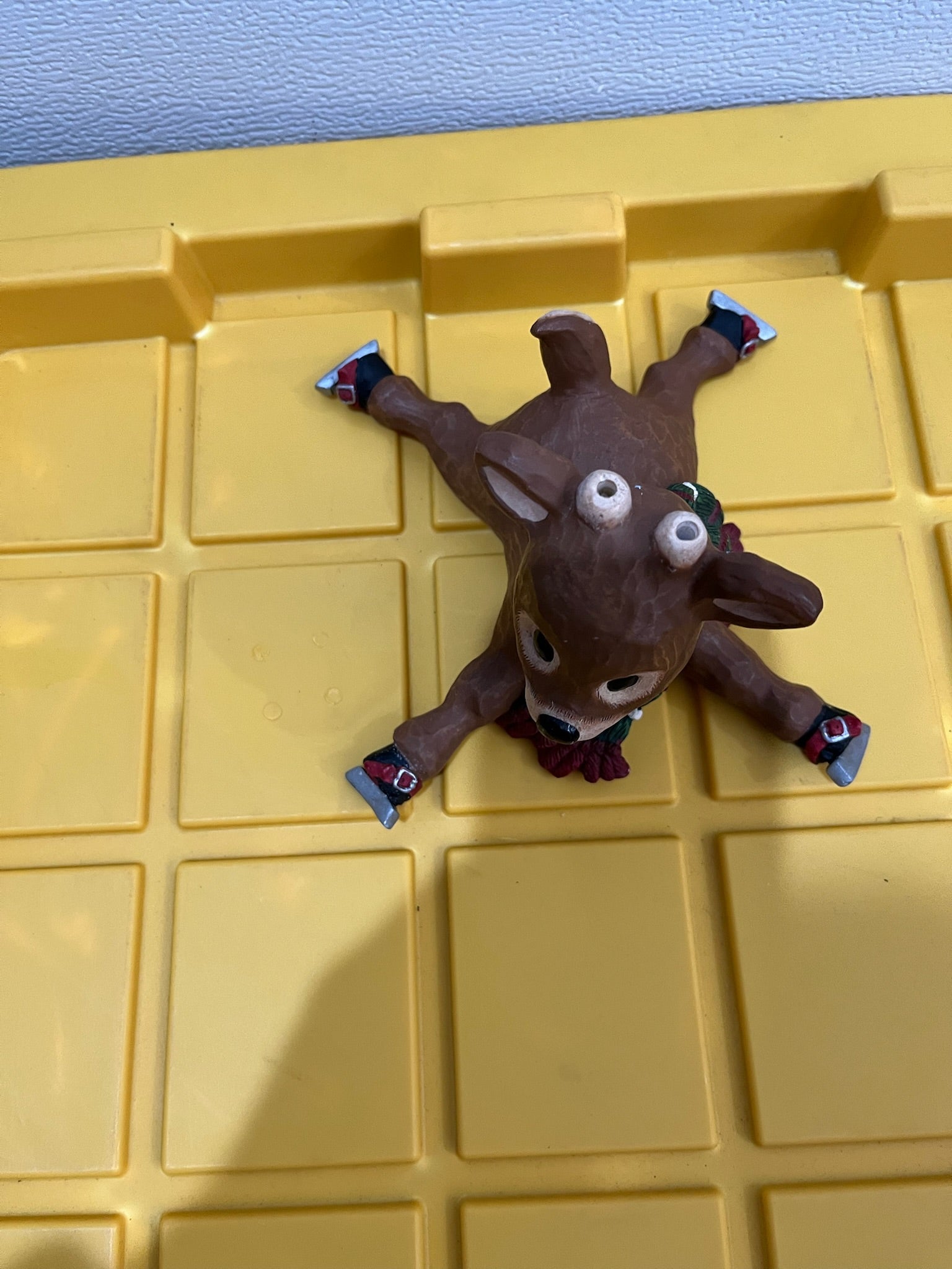 Vintage Skating Fallen Reindeer Christmas Figurine image 1