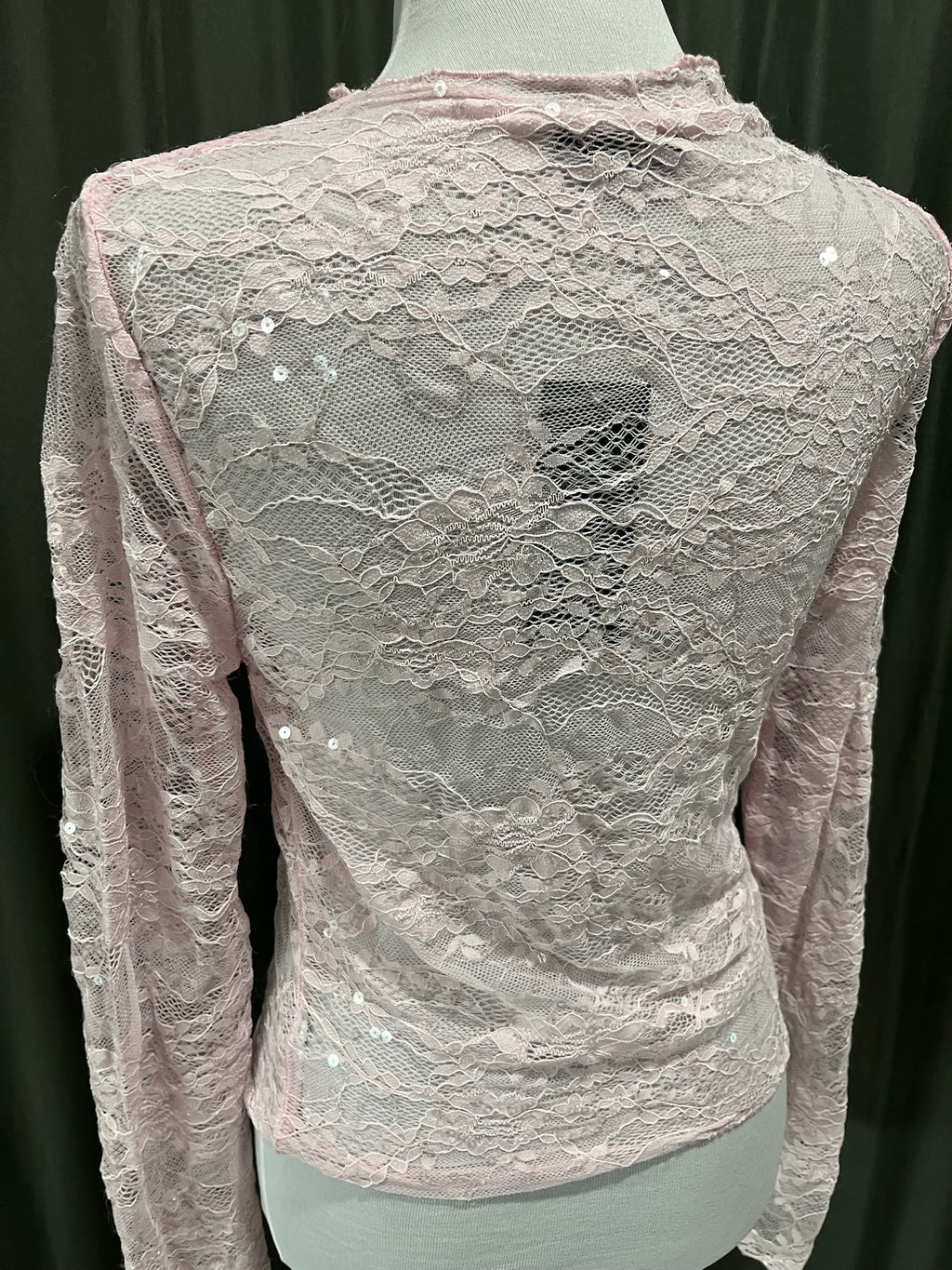 Women’s Pink Lace Long Sleeve Shirt image 3