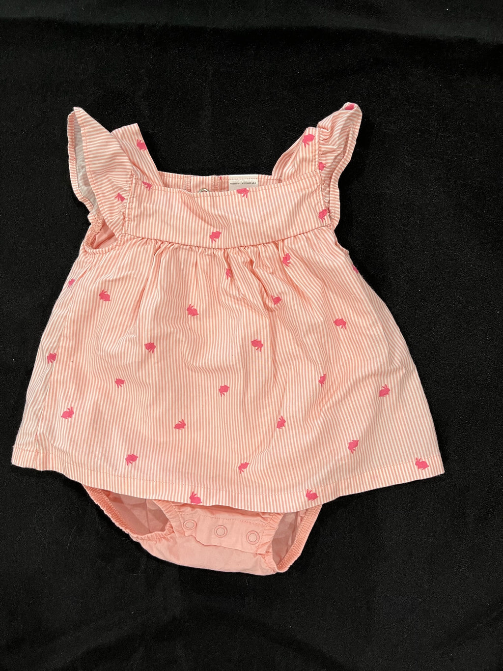 Carters Rabbit Striped Pink Dress Onesie image 1