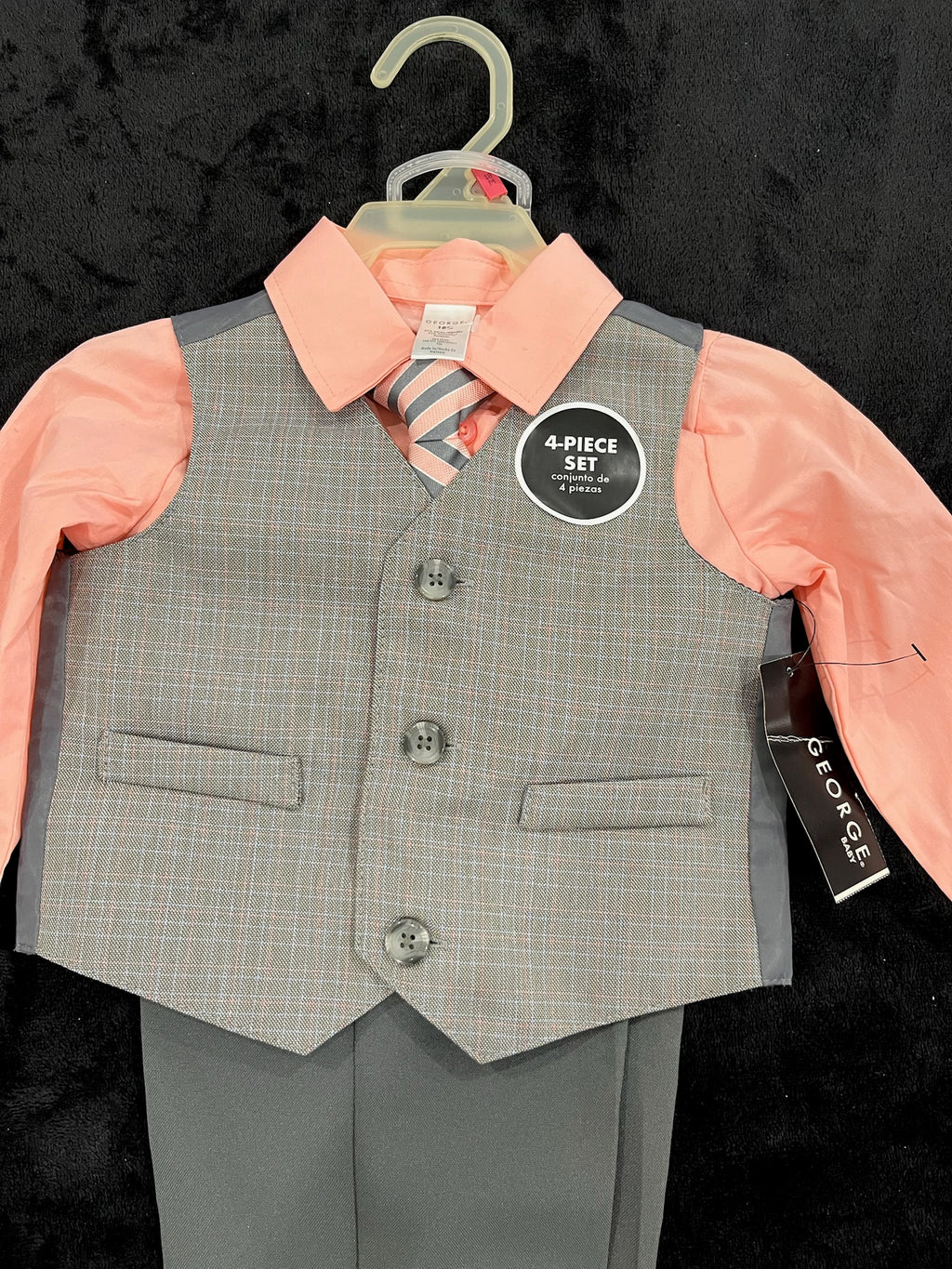 Baby Boys 4 Piece Button Up, Tie, Pant & Vest Suit Set image 1
