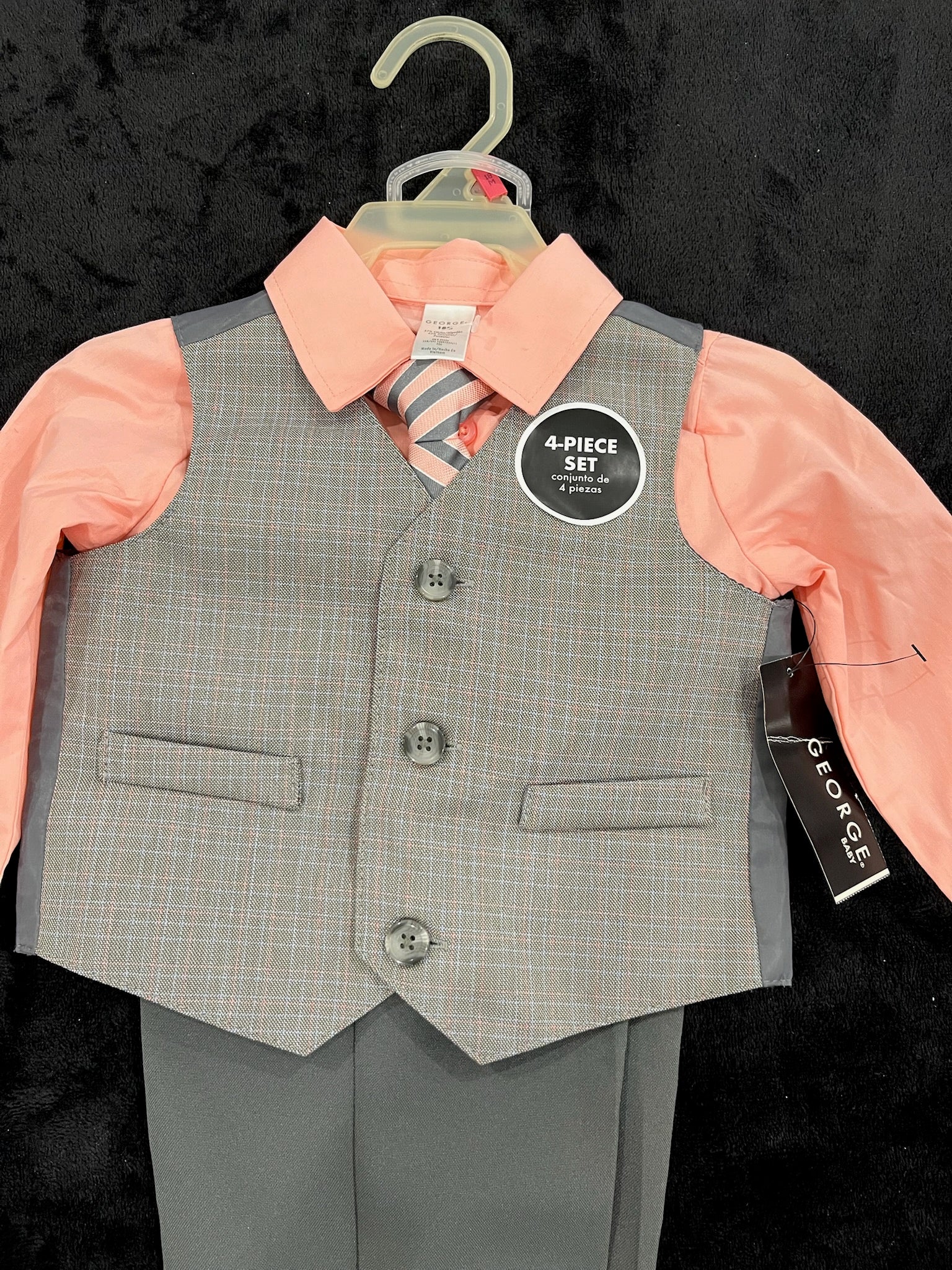 Baby Boys 4 Piece Button Up, Tie, Pant & Vest Suit Set image 1