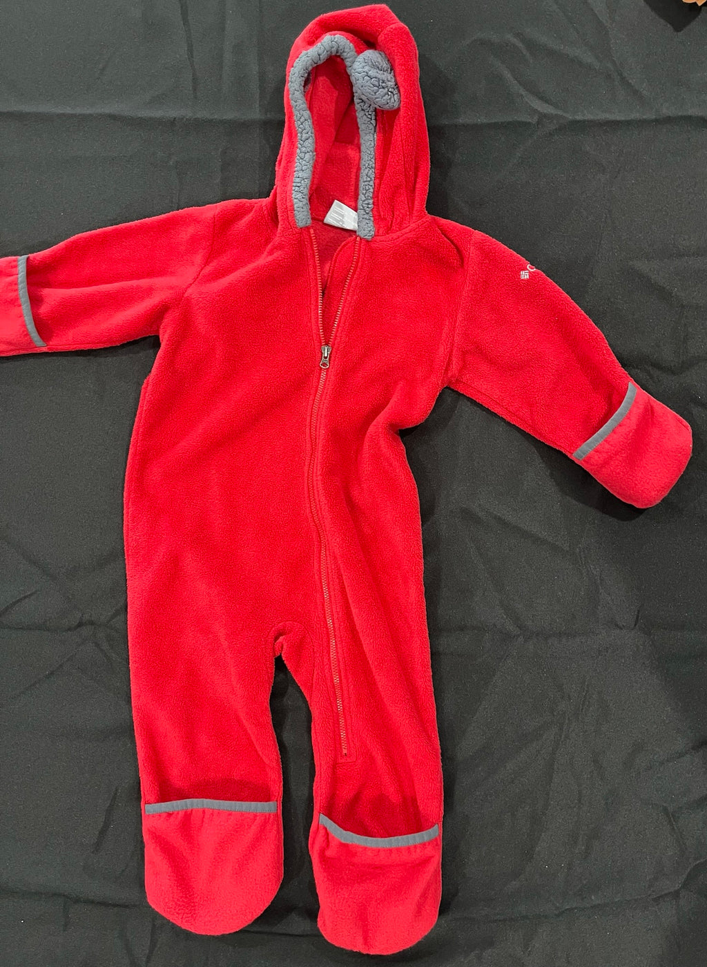 Unisex Red Warm Onesie With Hood image 1