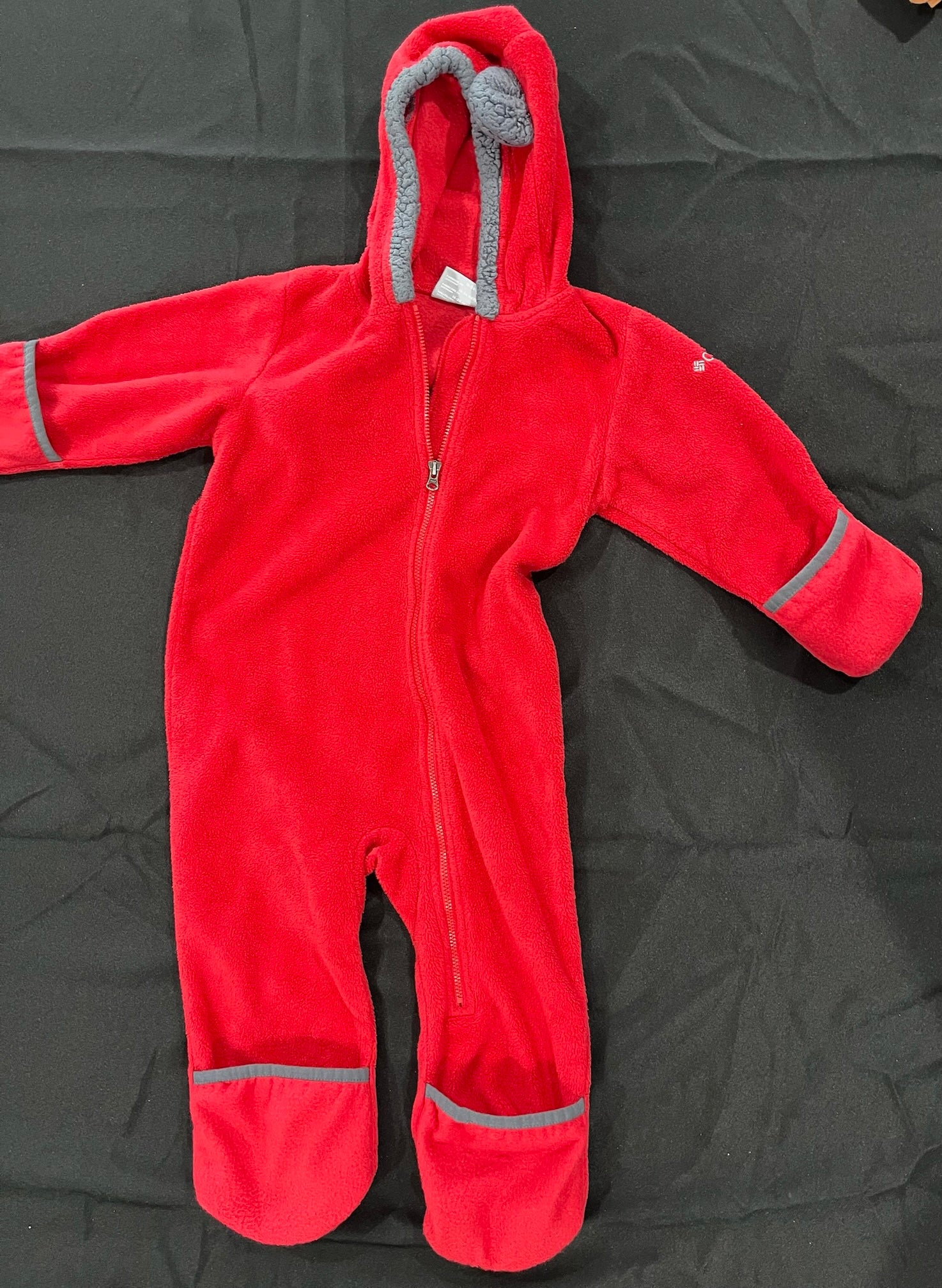 Unisex Red Warm Onesie With Hood image 1