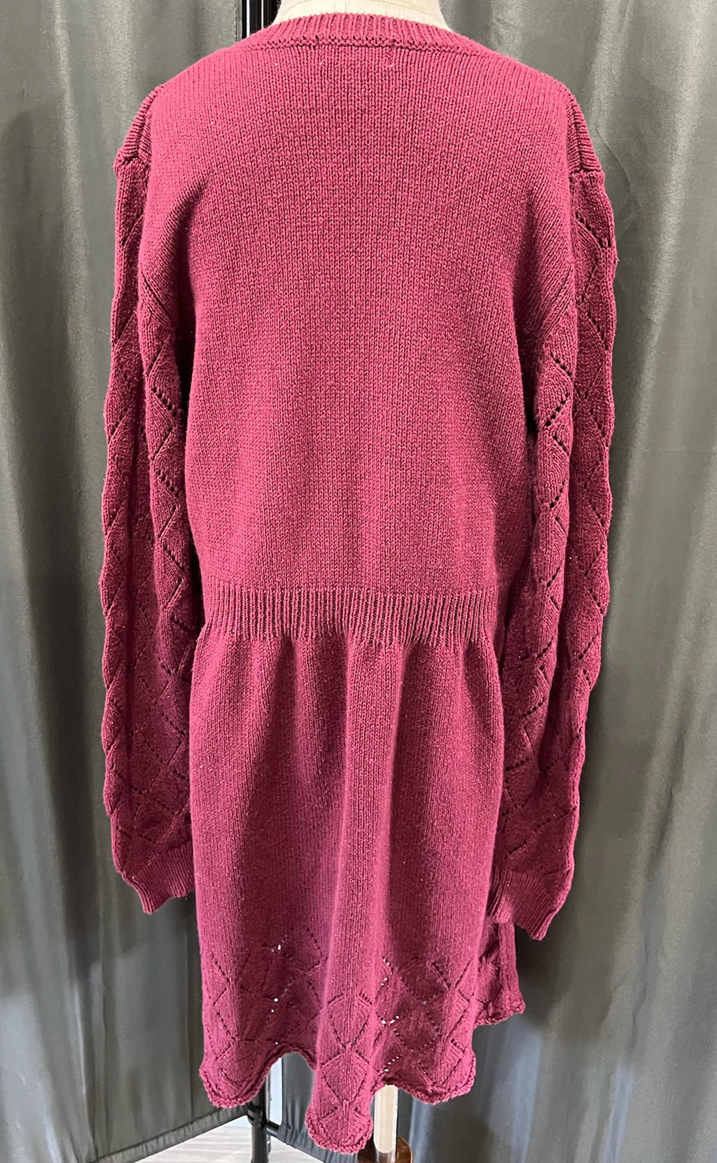 Girls Burgundy Knitted Sweater Dress image 2