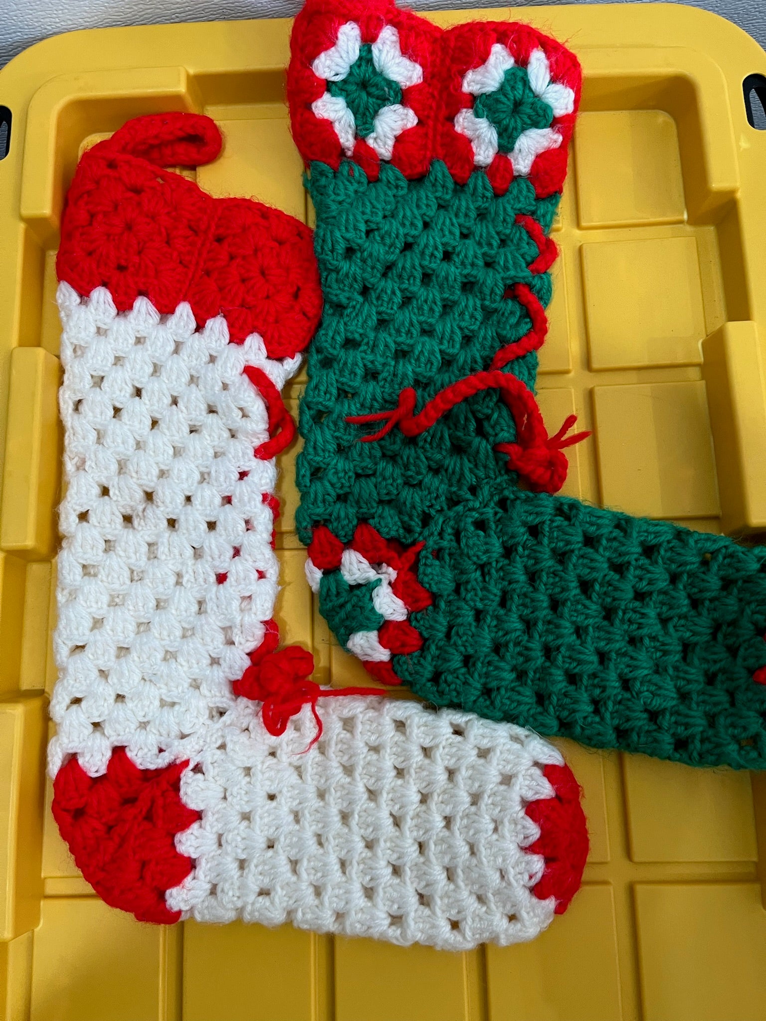 2 Vintage Crotchet Christmas Stockings image 1