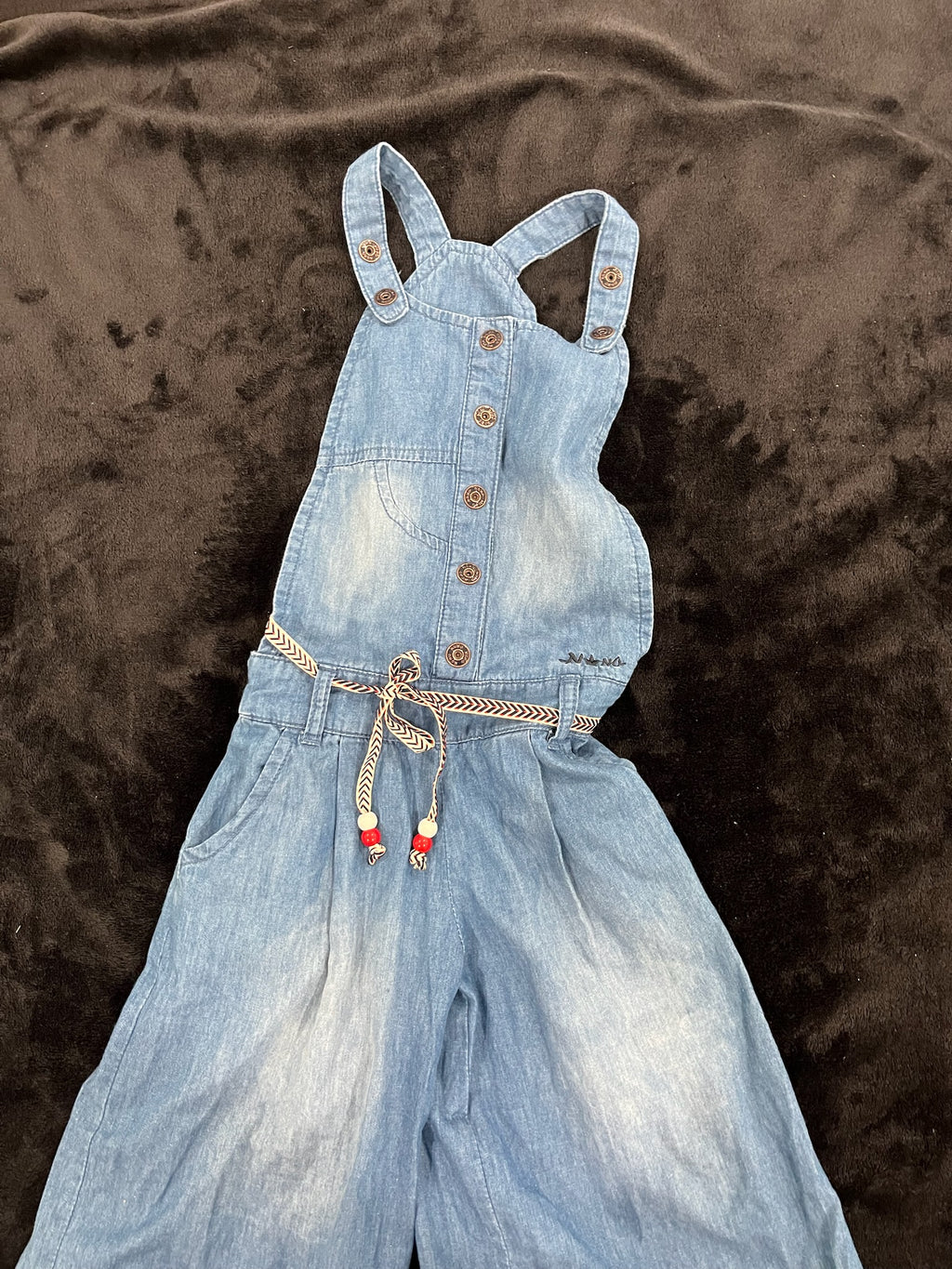 Girls Jean Overalls With Waist Belt image 1