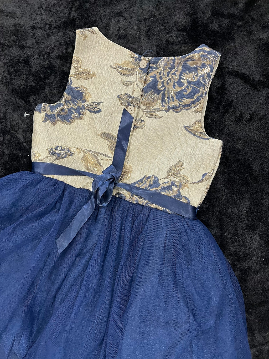 Girls Blue Flroal Dress With Rhinestones image 4
