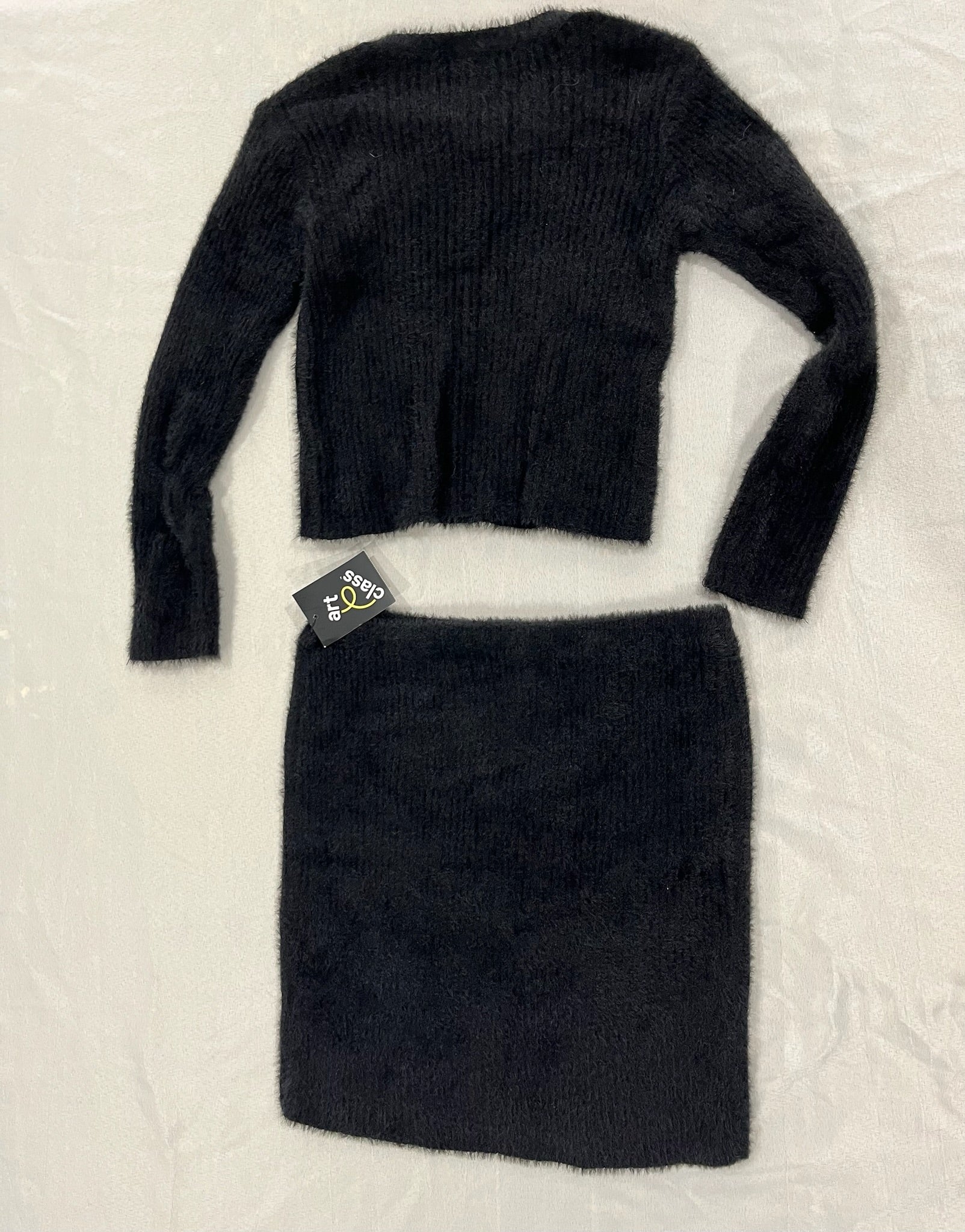 Girls Two Piece Black Fuzzy Set image 0
