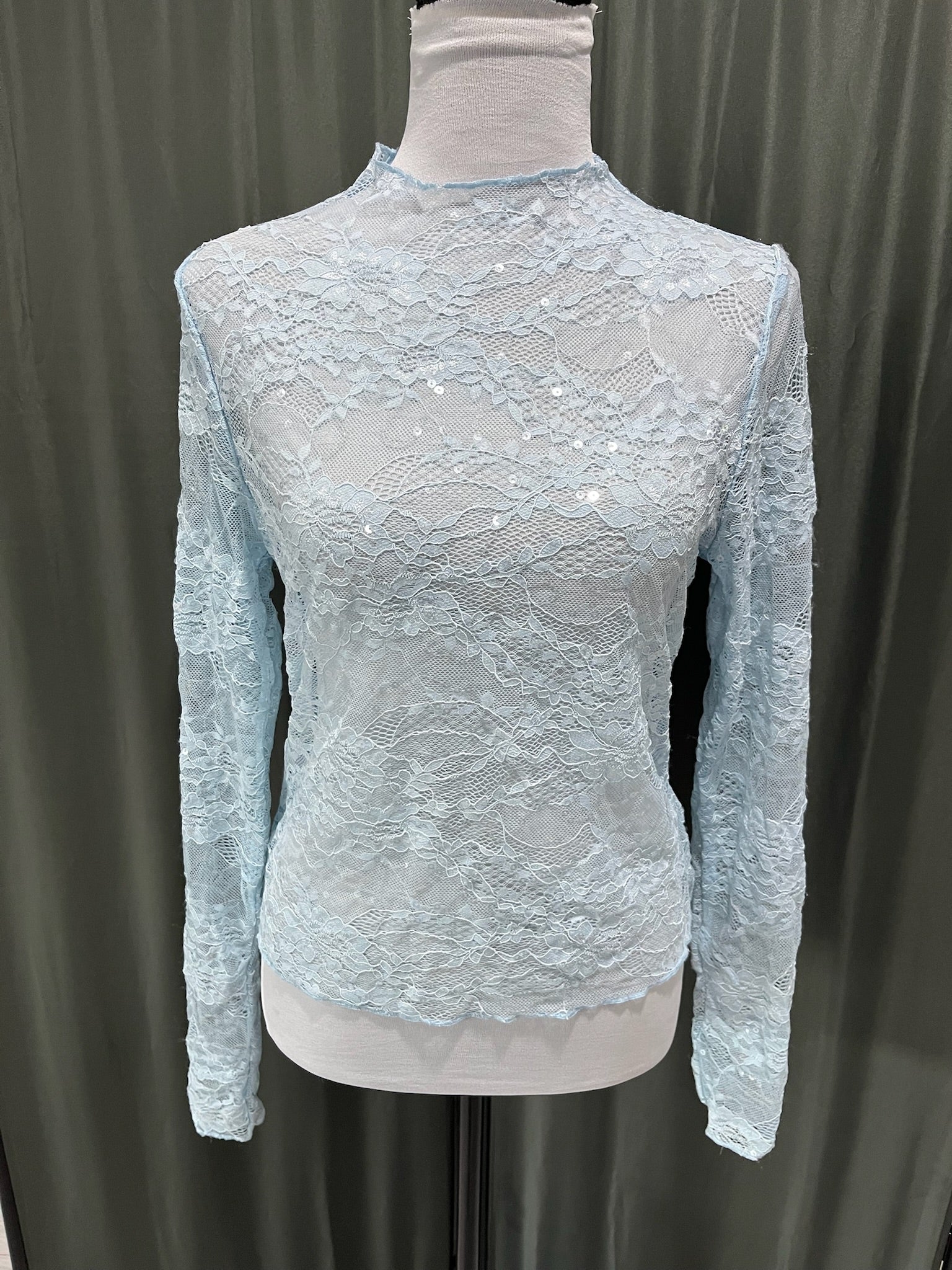 Women’s Blue Lace Long Sleeve Shirt image 0