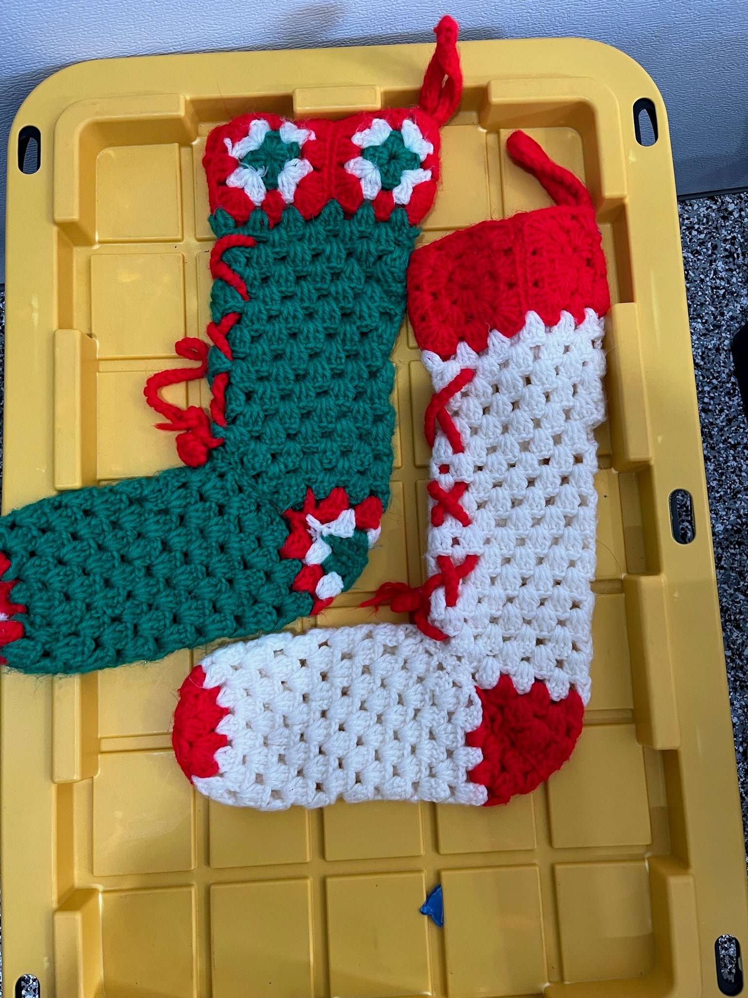 2 Vintage Crotchet Christmas Stockings image 2