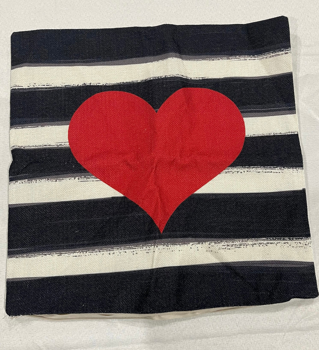 Heart Striped Throw Pillow Case image 0