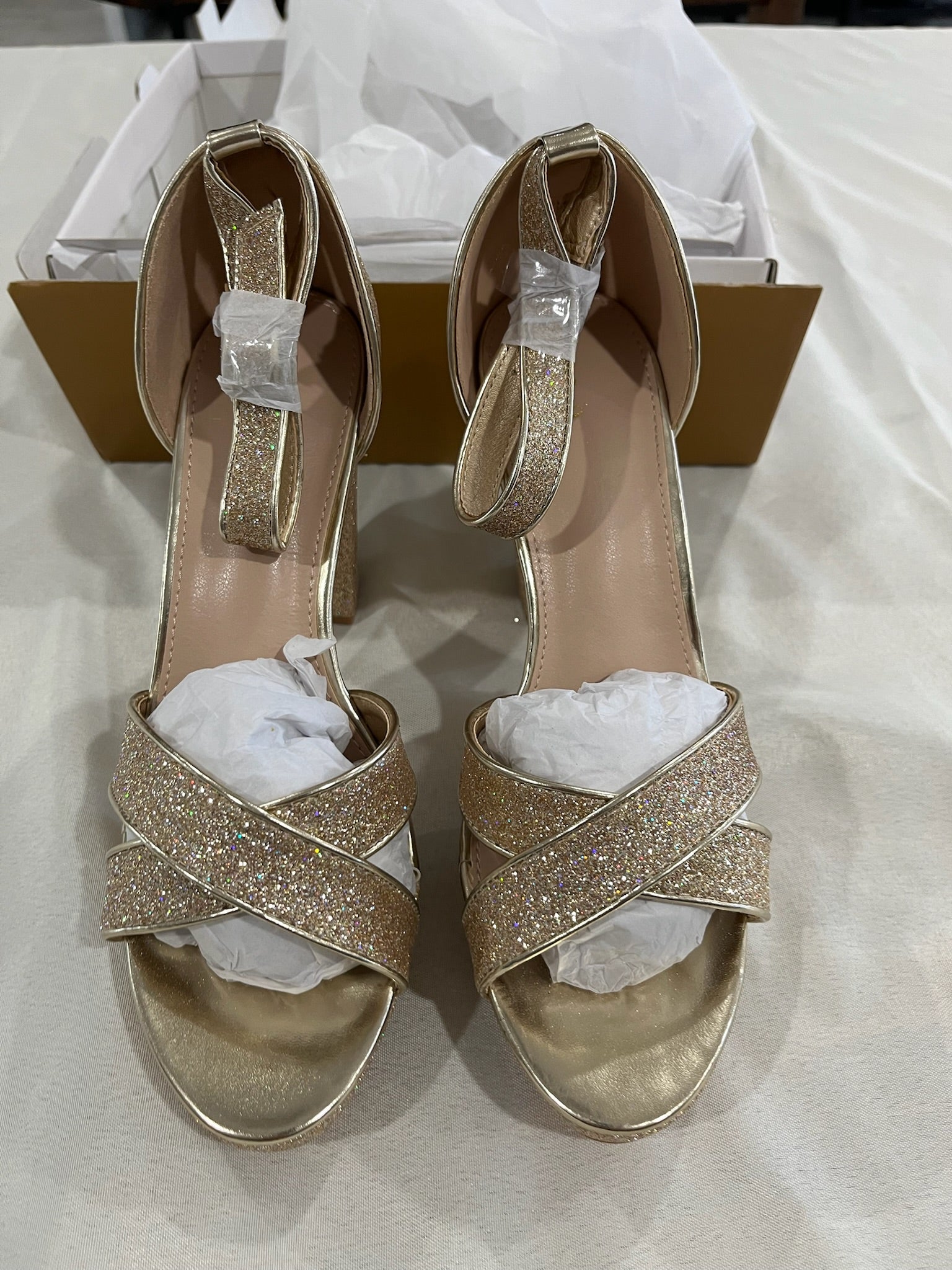Women’s Gold Glittery Heels image 0