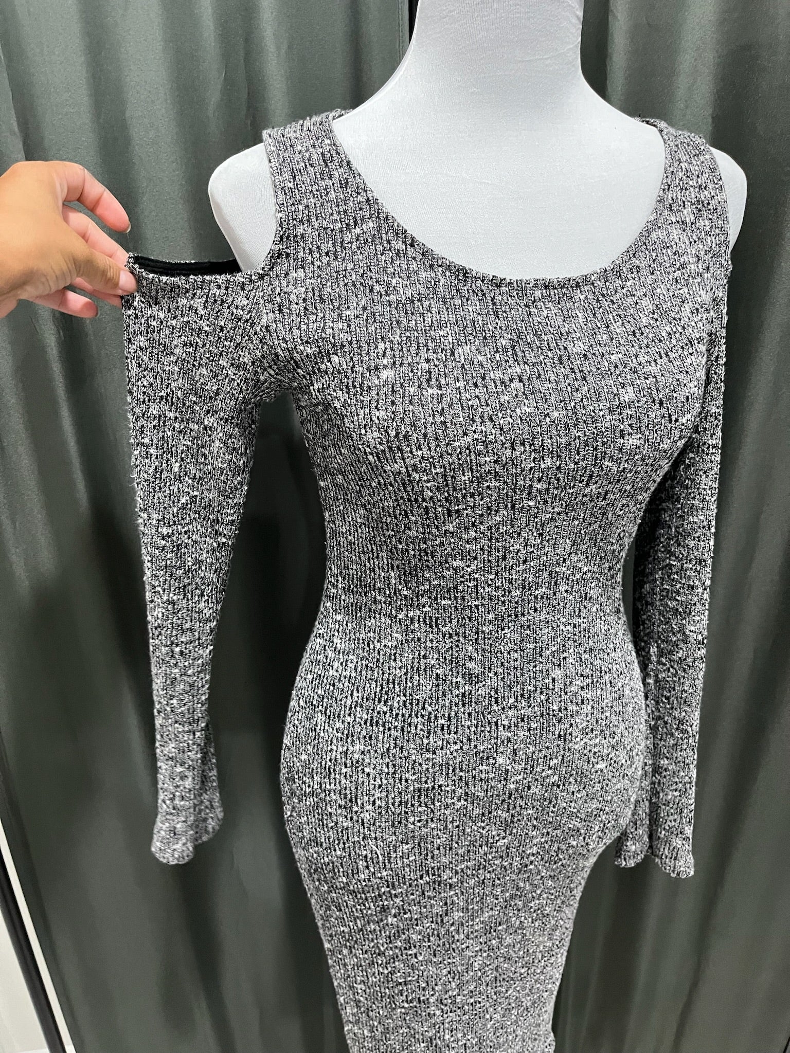 Grey Open Shoulder Dress image 1