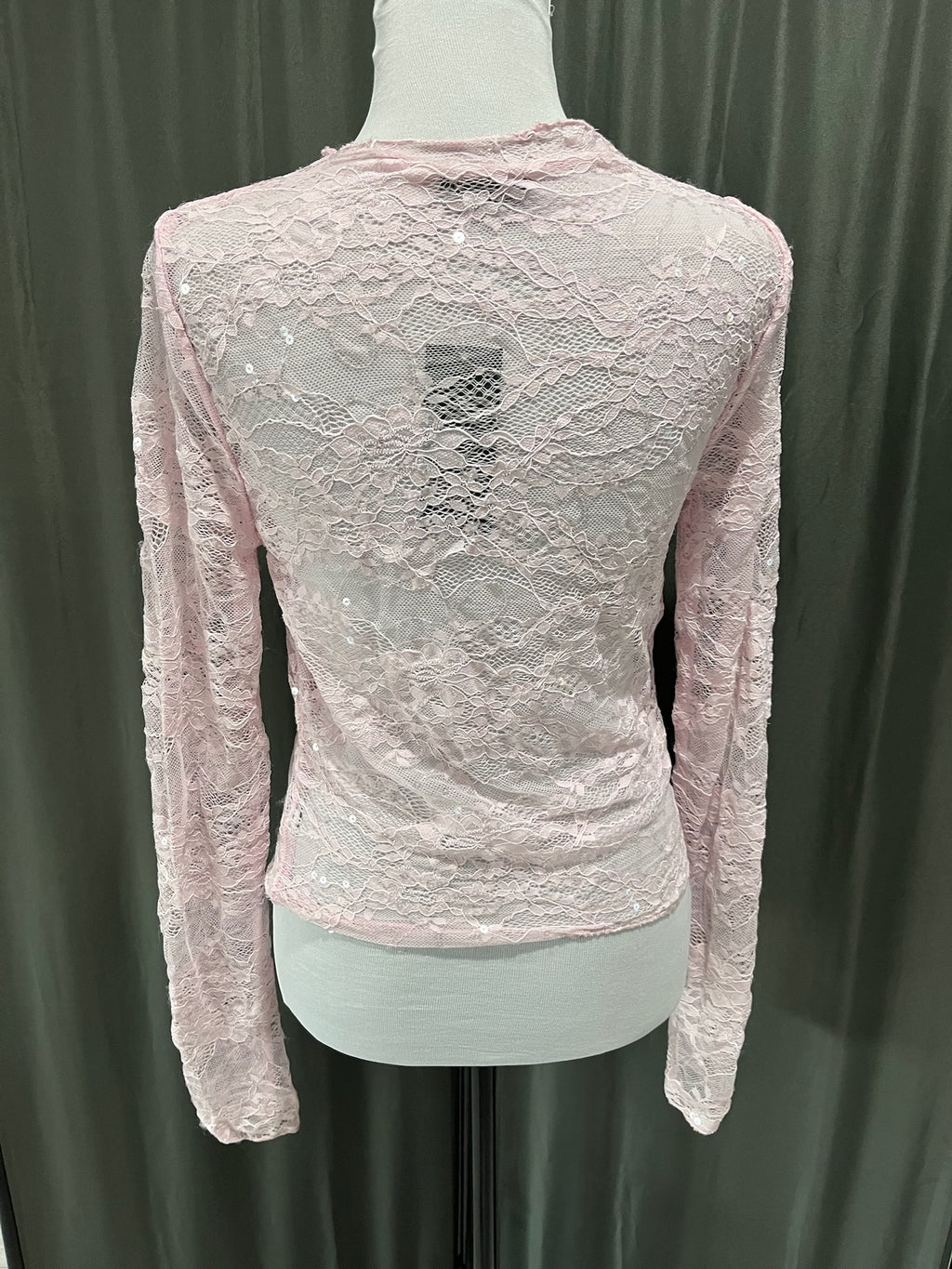 Women’s Pink Lace Long Sleeve Shirt image 2