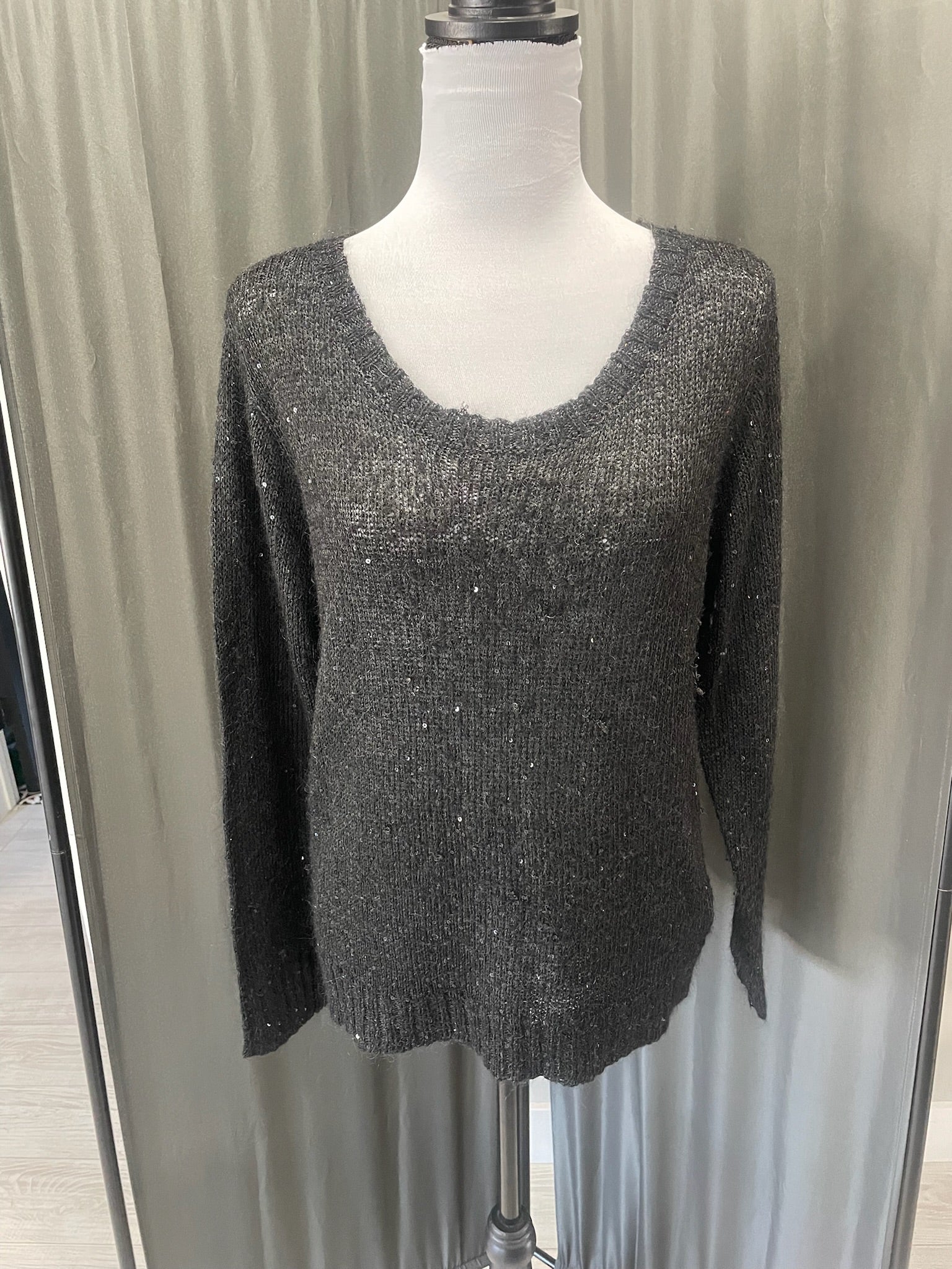 Black Shimmer Knitted Long Sleeve image 0
